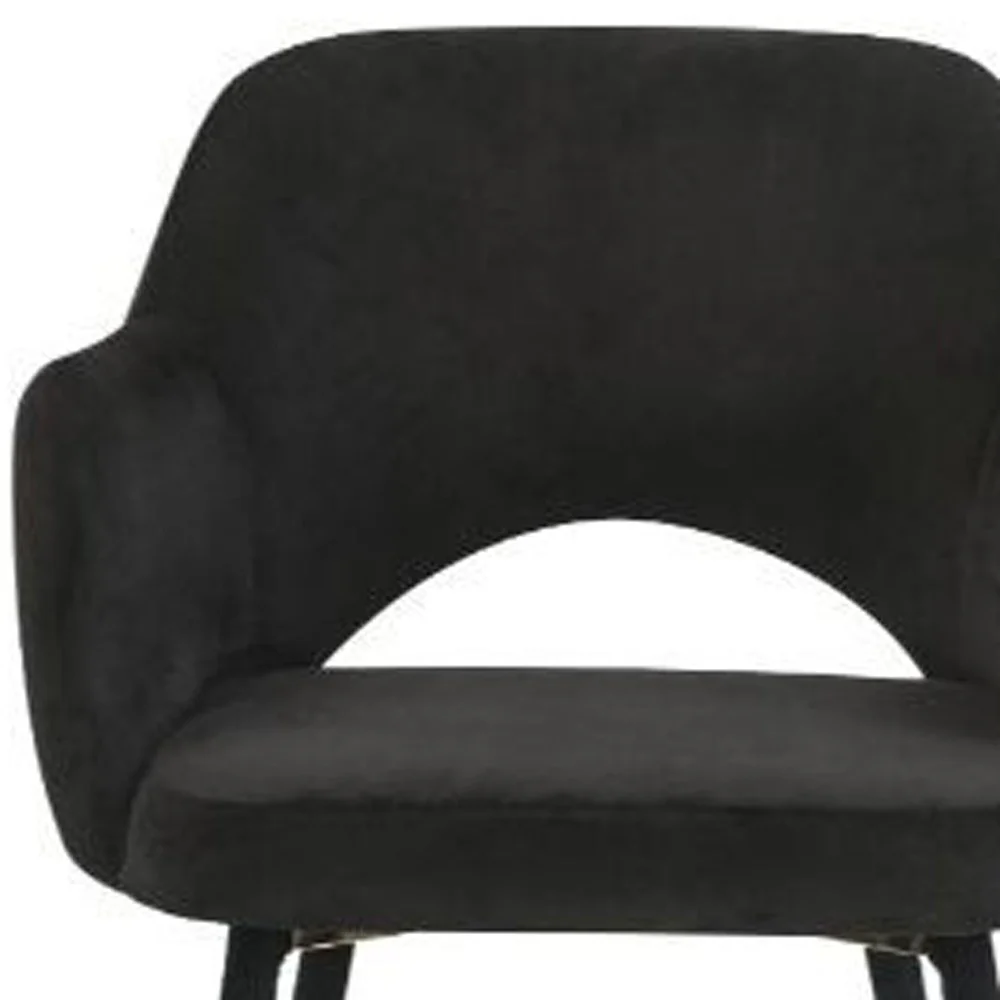 22" Black Velvet And Gold Solid Color Parsons Chair By Homeroots - Image 3