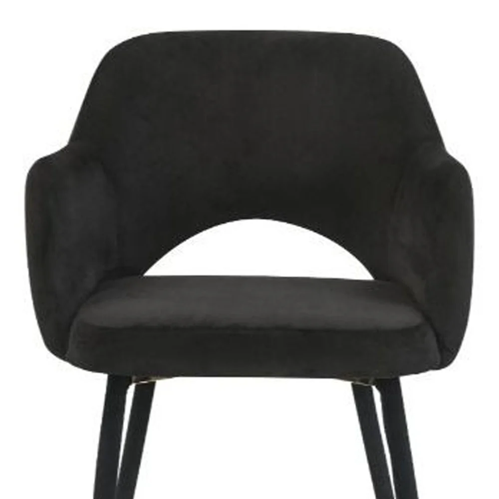 22" Black Velvet And Gold Solid Color Parsons Chair By Homeroots - Image 4
