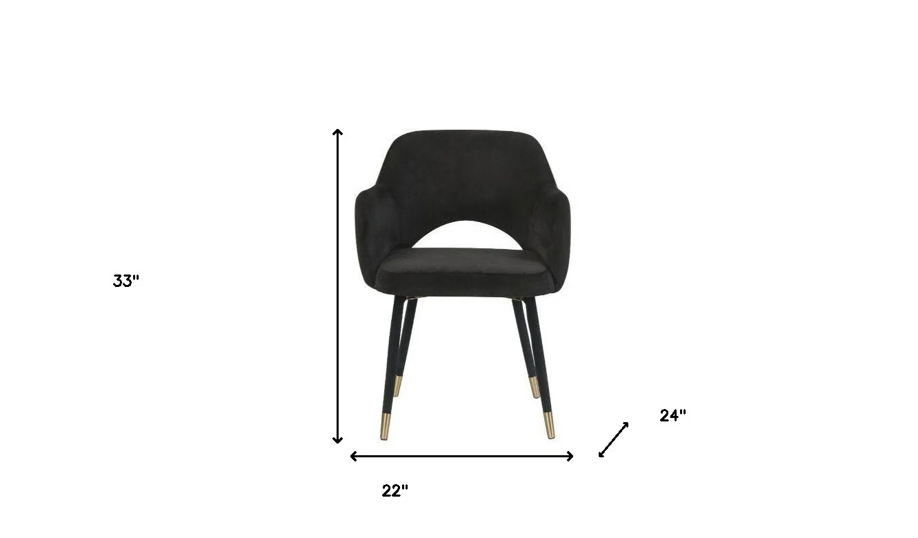 22" Black Velvet And Gold Solid Color Parsons Chair By Homeroots - Image 5
