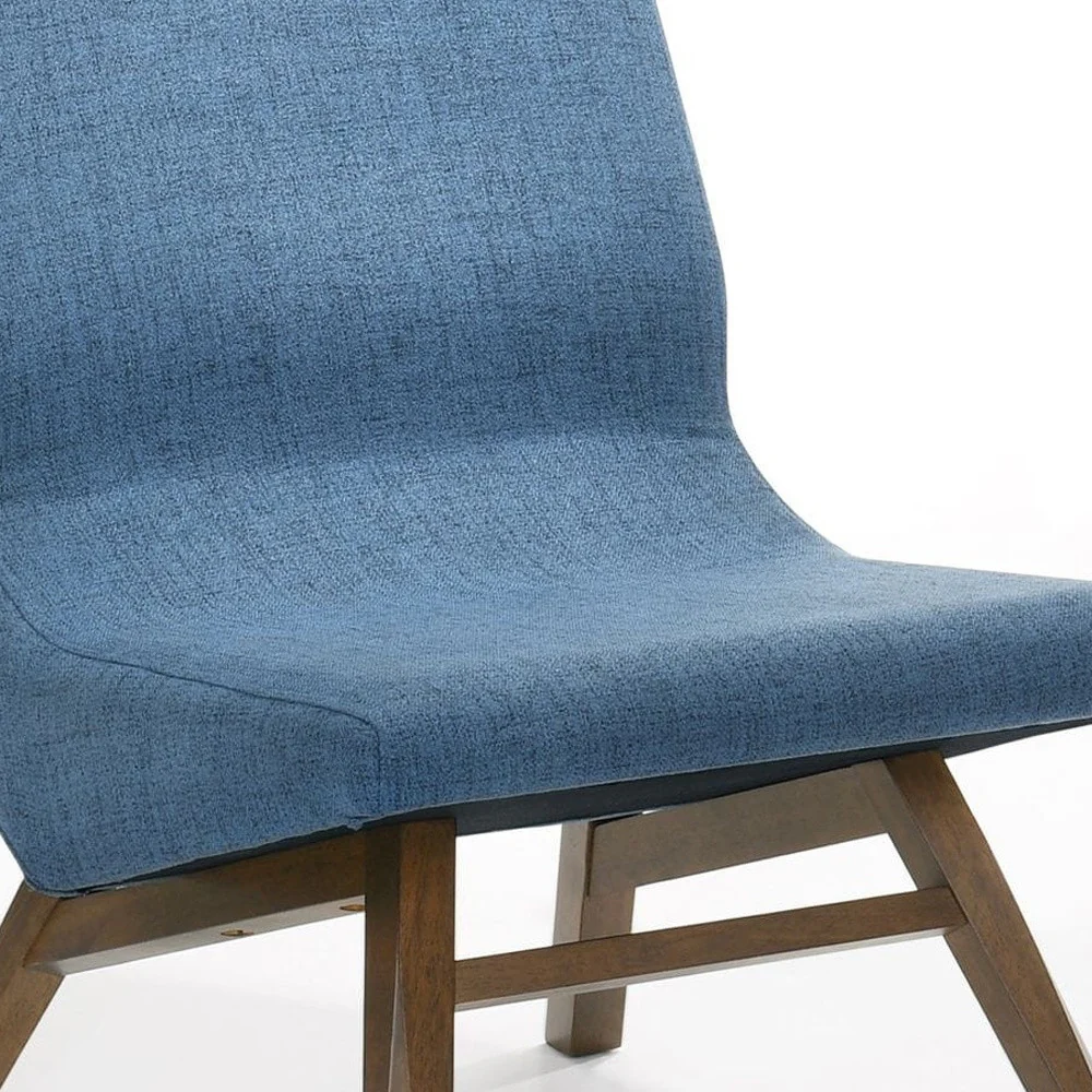 22" Blue And Walnut Solid Color Lounge Chair With Ottoman By Homeroots - Image 6