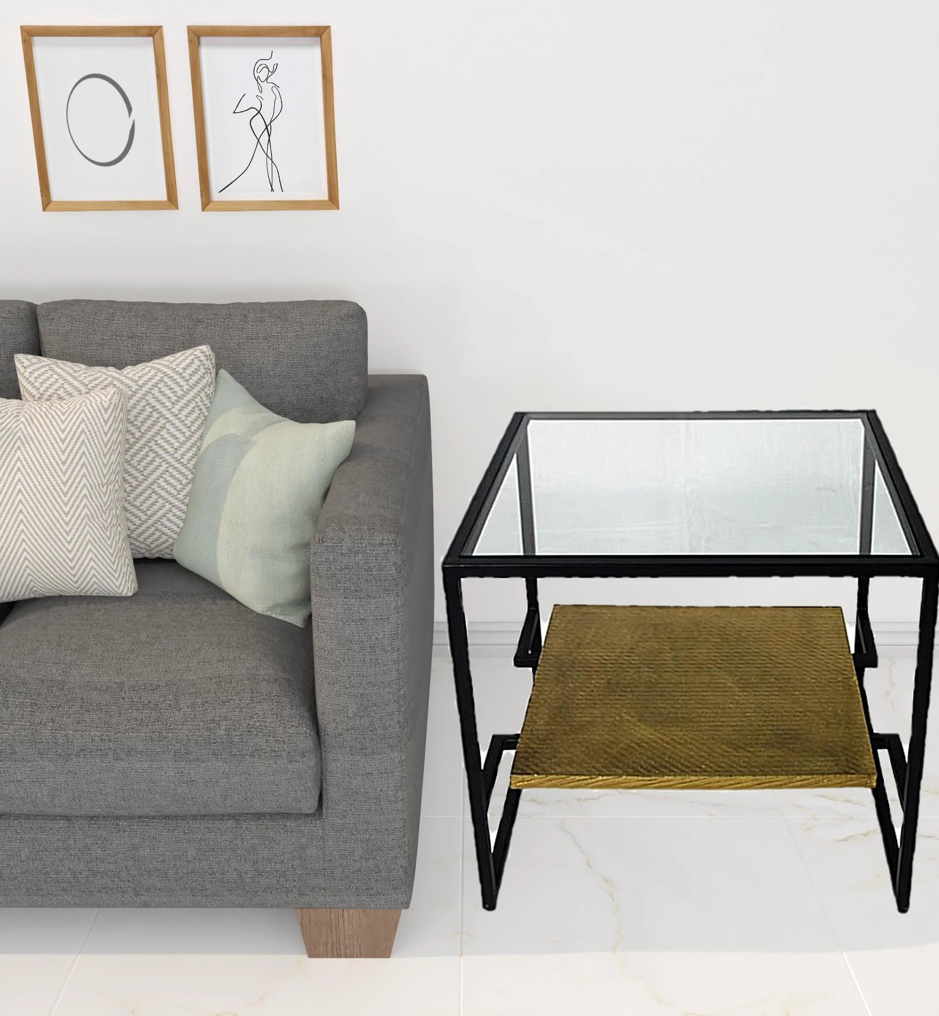 22" Bronze And Clear Glass And Iron Square End Table With Shelf By Homeroots - Image 2