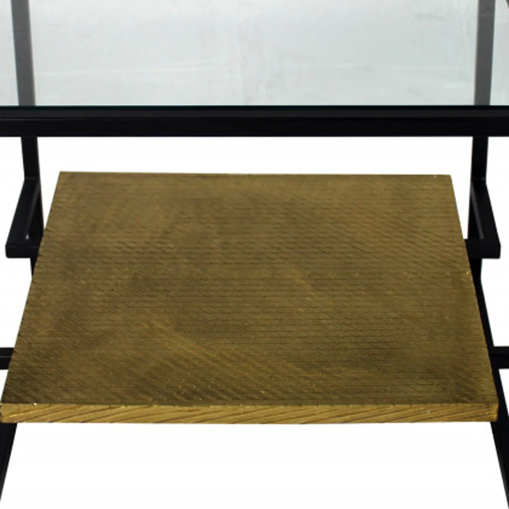 22" Bronze And Clear Glass And Iron Square End Table With Shelf By Homeroots - Image 3