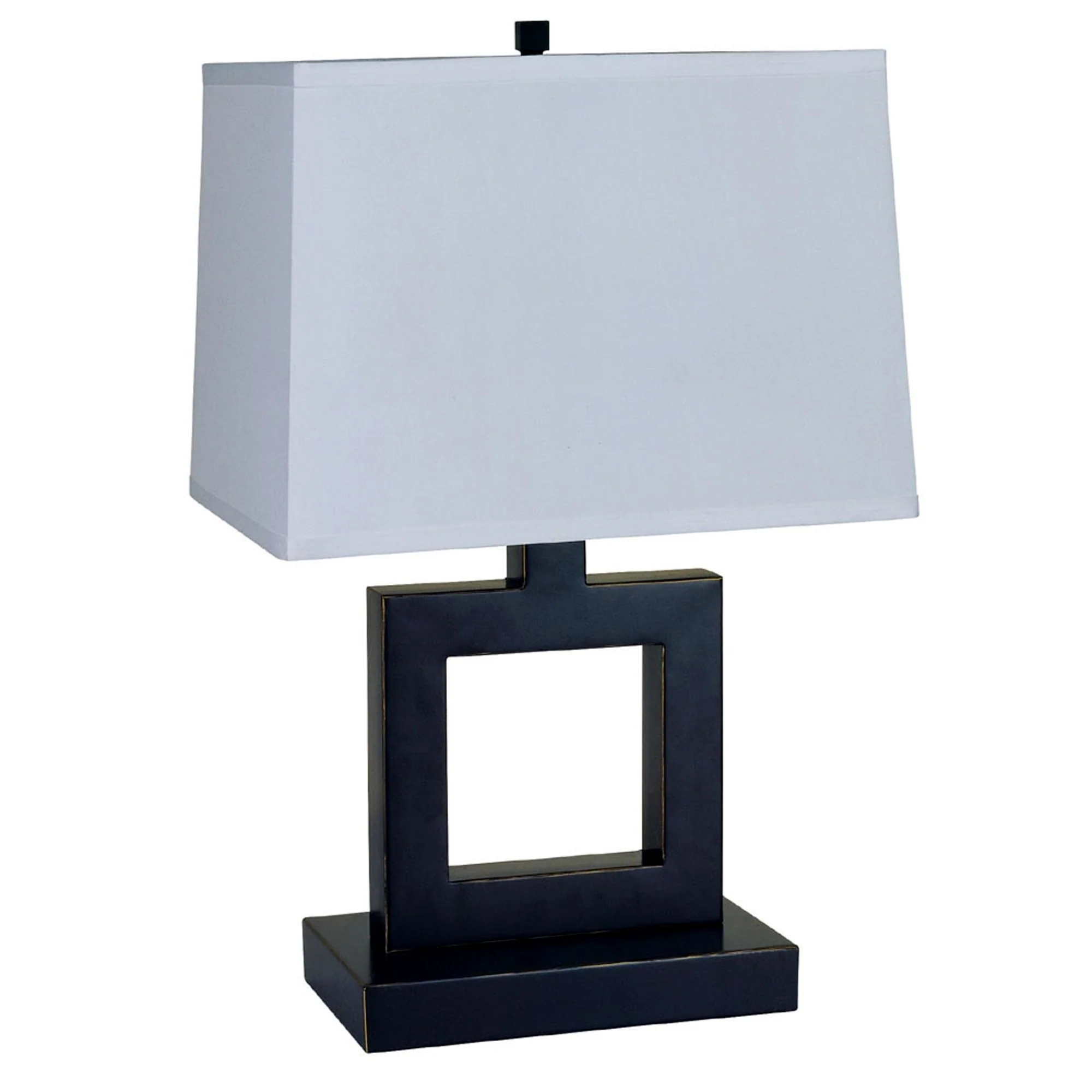 22" Bronze Open Square Table Lamp With White Rectangle Shade By Homeroots - Image 3