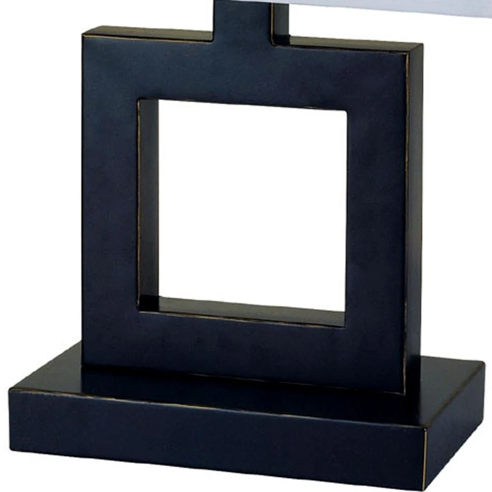 22" Bronze Open Square Table Lamp With White Rectangle Shade By Homeroots - Image 4