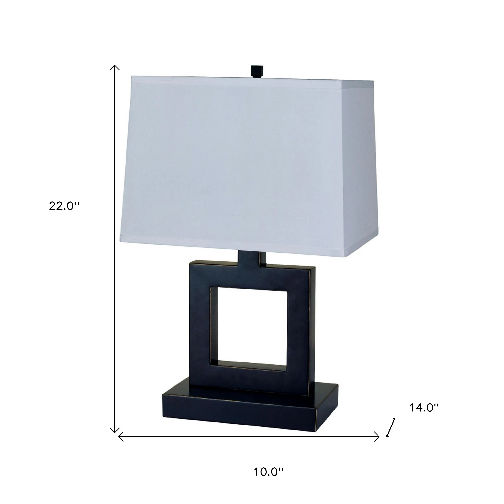 22" Bronze Open Square Table Lamp With White Rectangle Shade By Homeroots - Image 6
