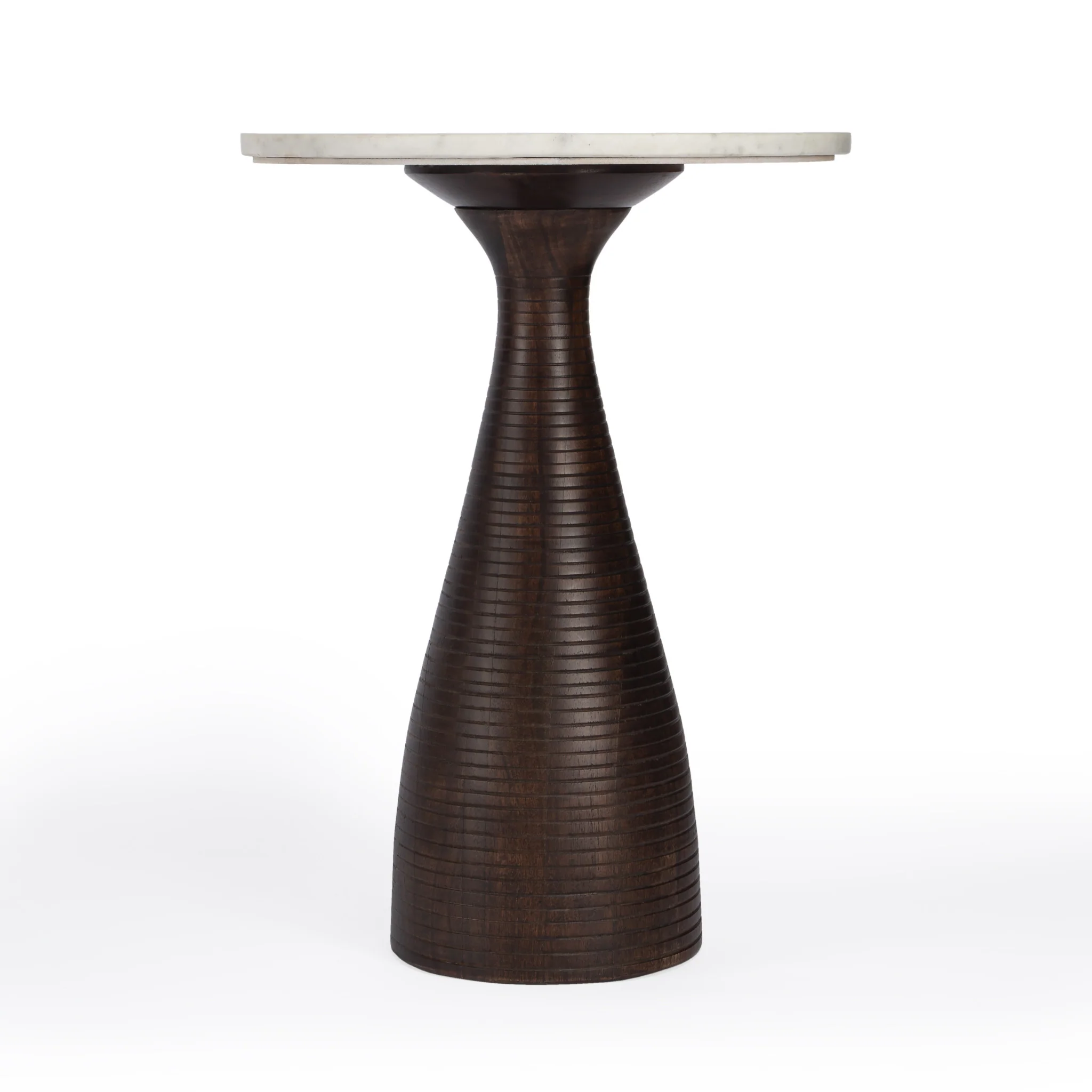 22" Brown Marble Round End Table By Homeroots - Image 3