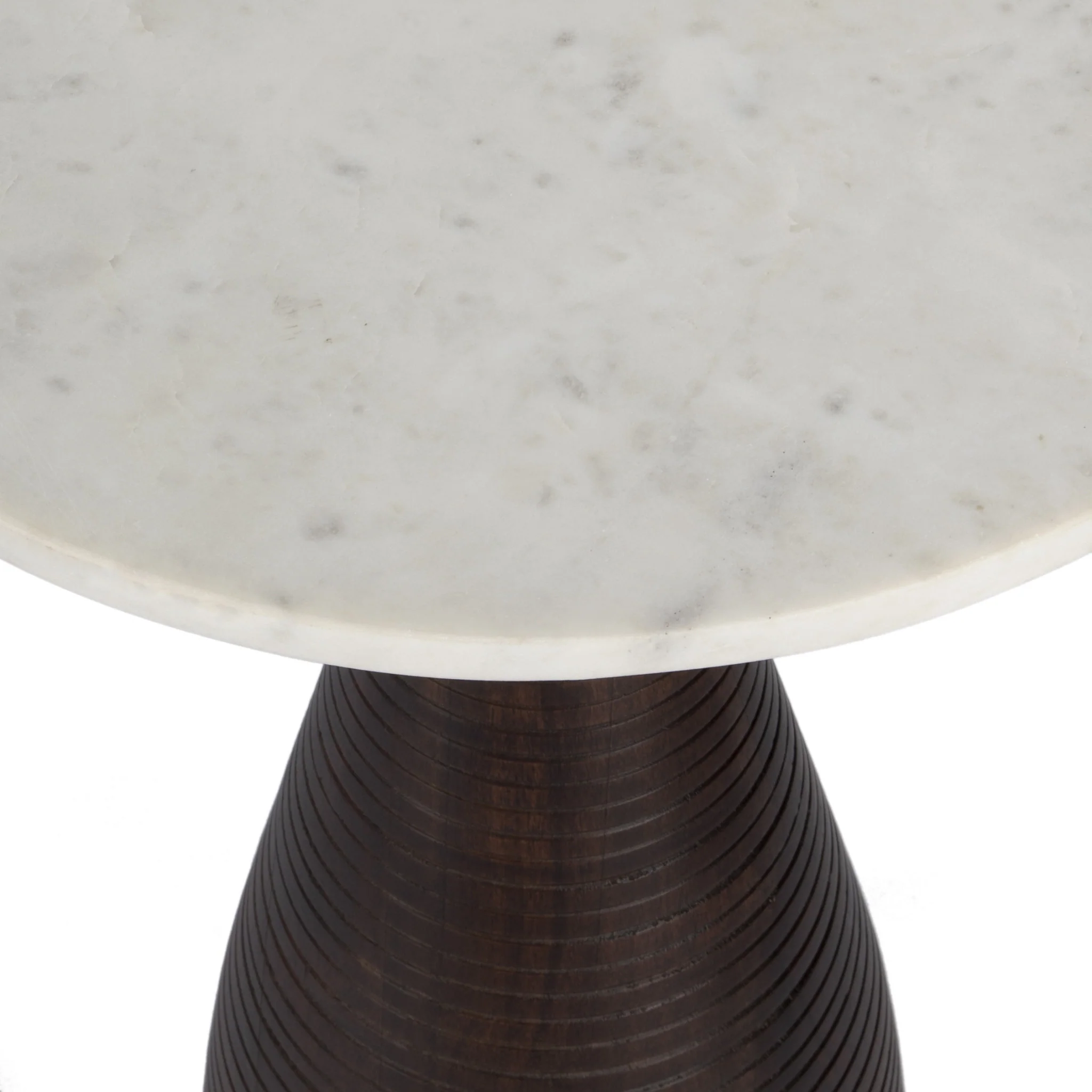 22" Brown Marble Round End Table By Homeroots - Image 6