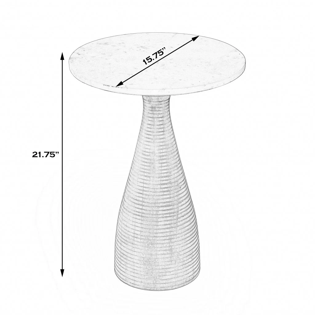 22" Brown Marble Round End Table By Homeroots - Image 8