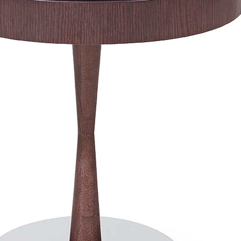 22' Brown Oak Veneer Round End Table By Homeroots - Image 6