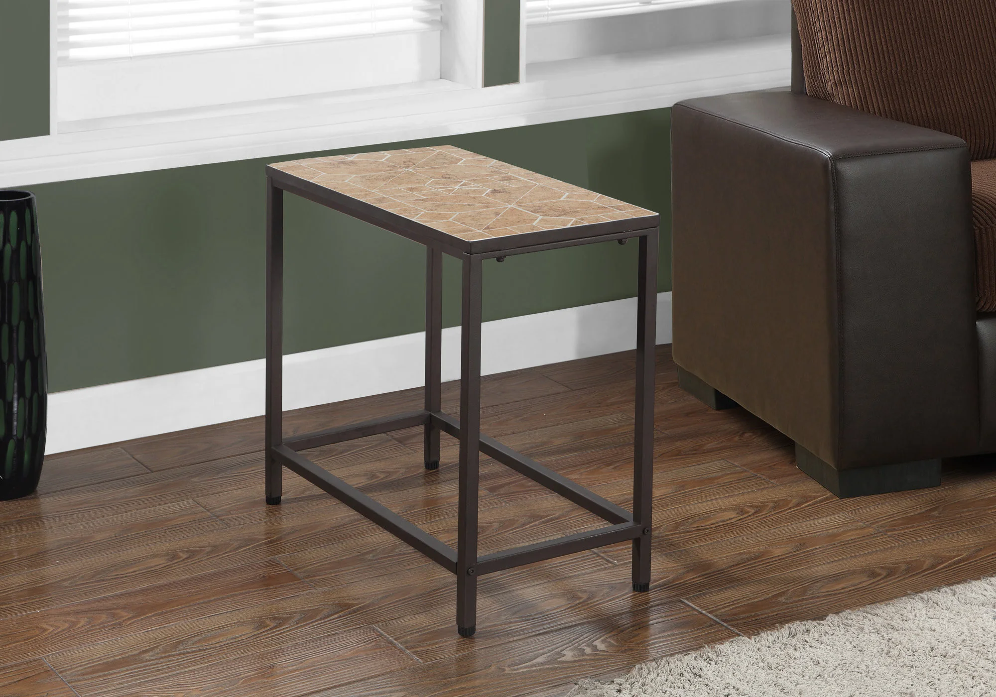22" Brown Tile End Table By Homeroots - Image 2