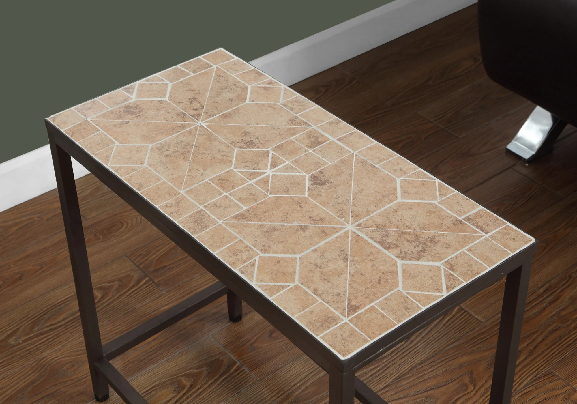 22" Brown Tile End Table By Homeroots - Image 3