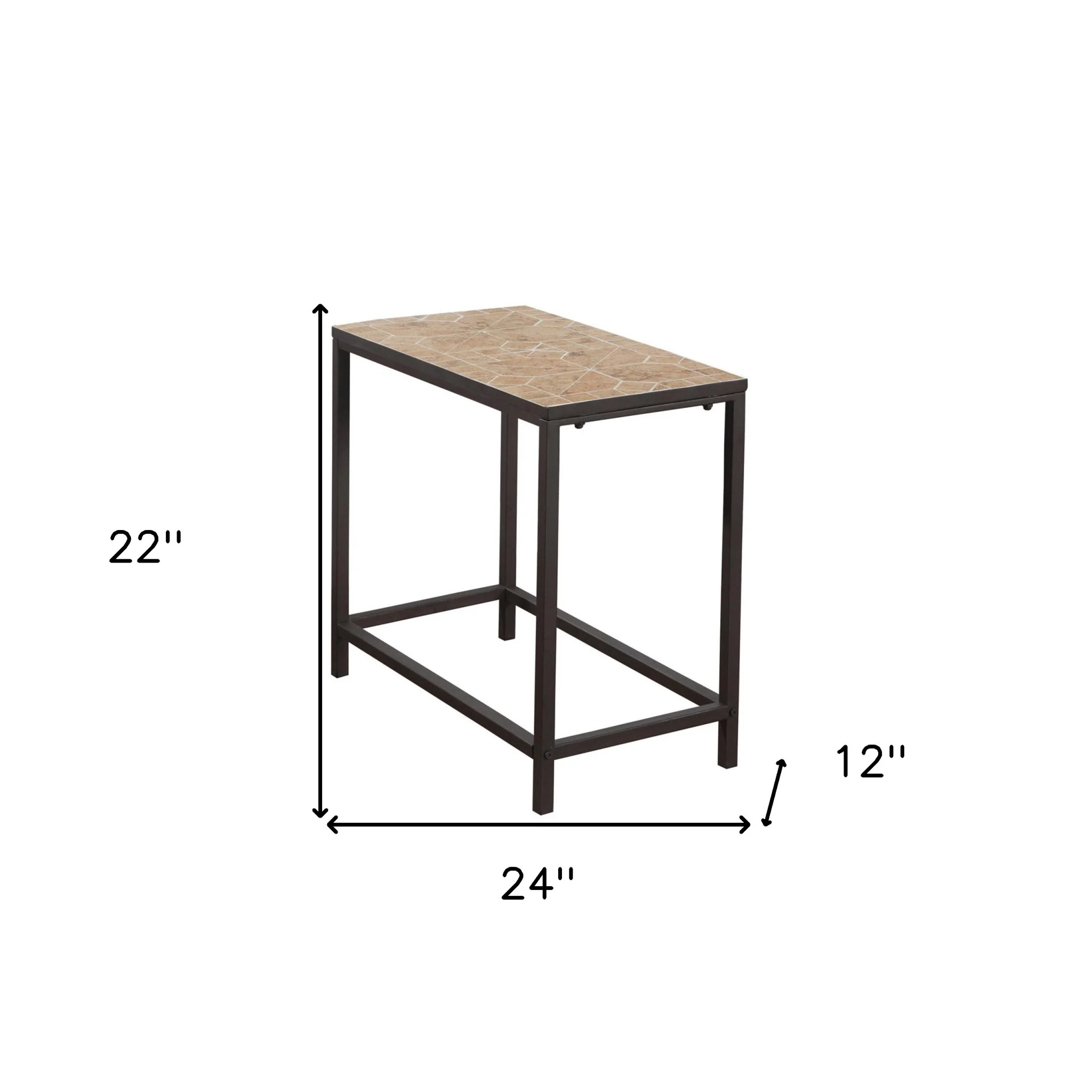 22" Brown Tile End Table By Homeroots - Image 4