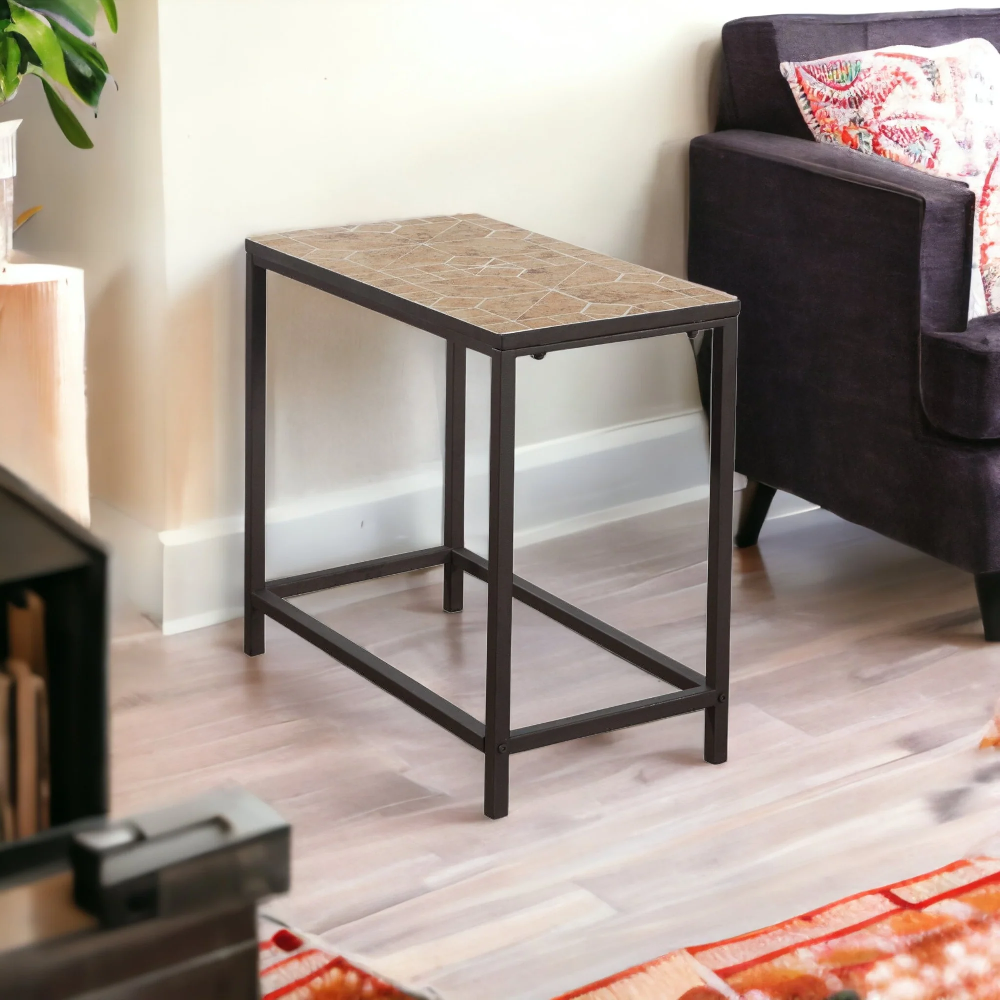 22" Brown Tile End Table By Homeroots - Image 6