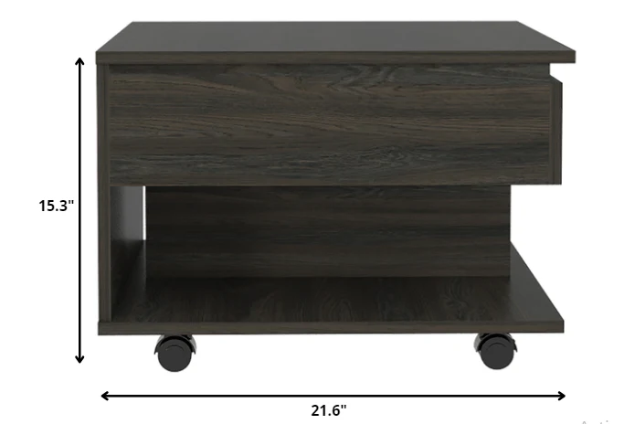 22" Carbon Espresso Manufactured Wood Rectangular Coffee Table With Drawer By Homeroots - Image 4