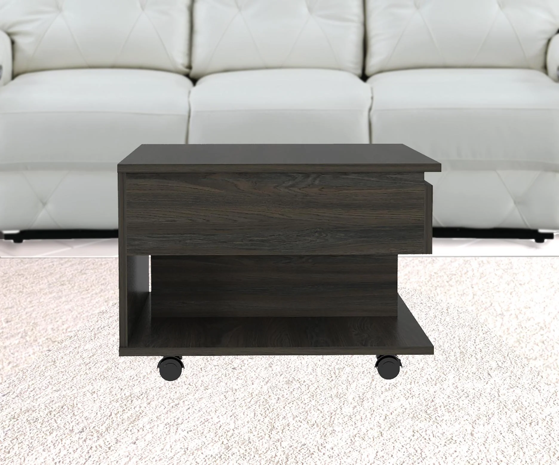 22" Carbon Espresso Manufactured Wood Rectangular Coffee Table With Drawer By Homeroots - Image 5