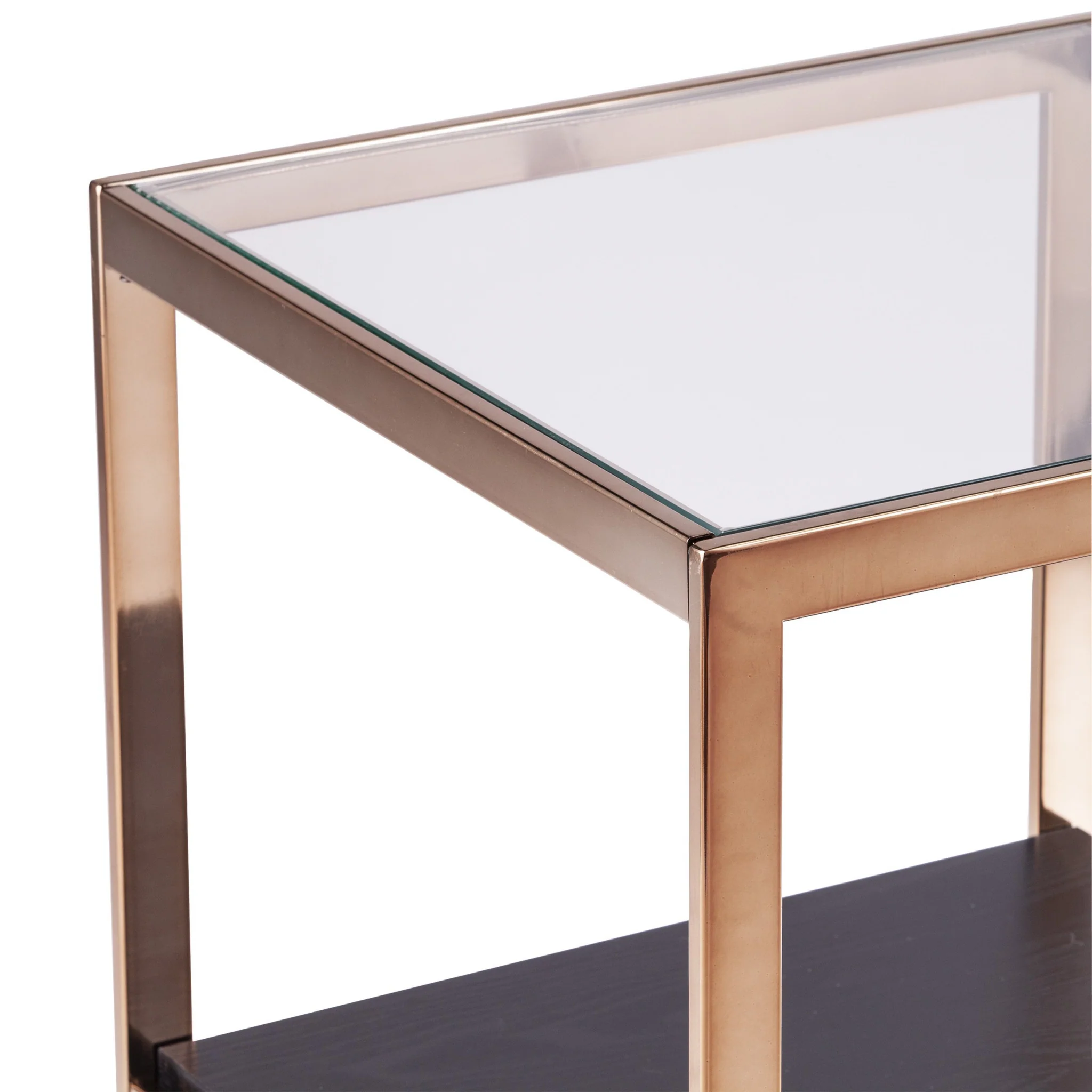 22" Champagne Glass And Iron Square End Table With Shelf By Homeroots - Image 5