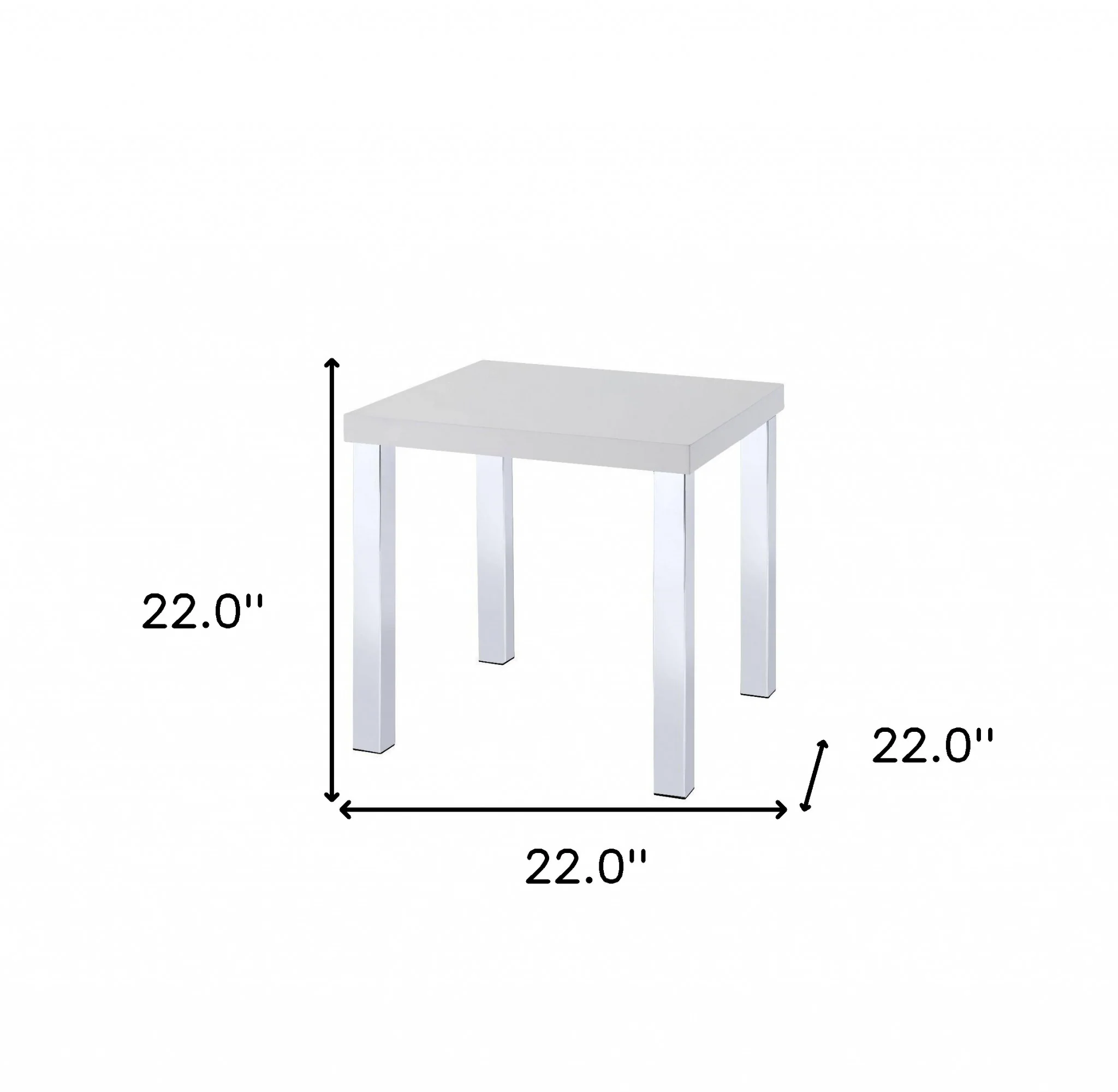 22" Chrome And White High Gloss Square End Table By Homeroots - Image 4