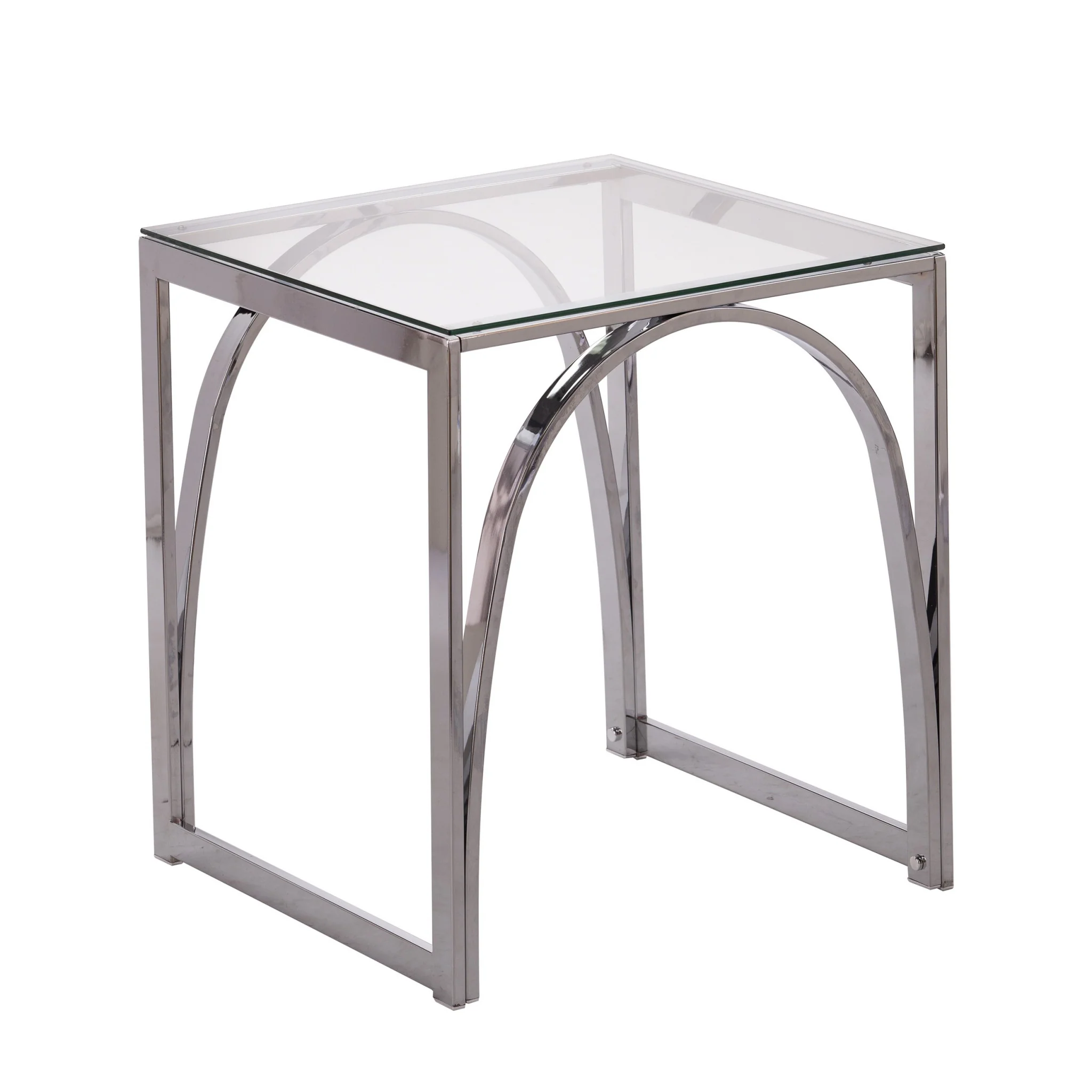 22" Chrome Glass And Iron Square End Table By Homeroots - Image 3