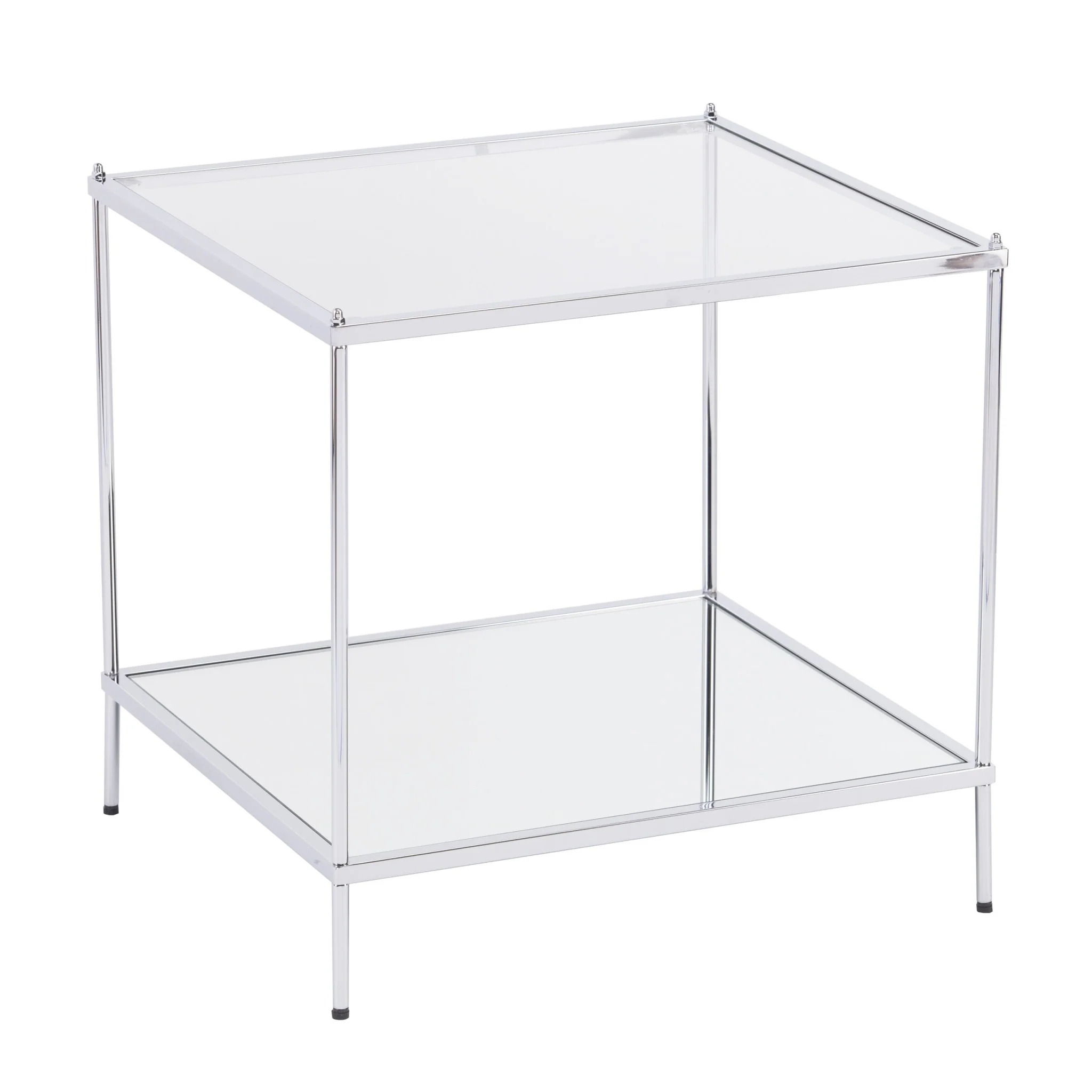 22" Chrome Glass And Iron Square Mirrored End Table By Homeroots - Image 3