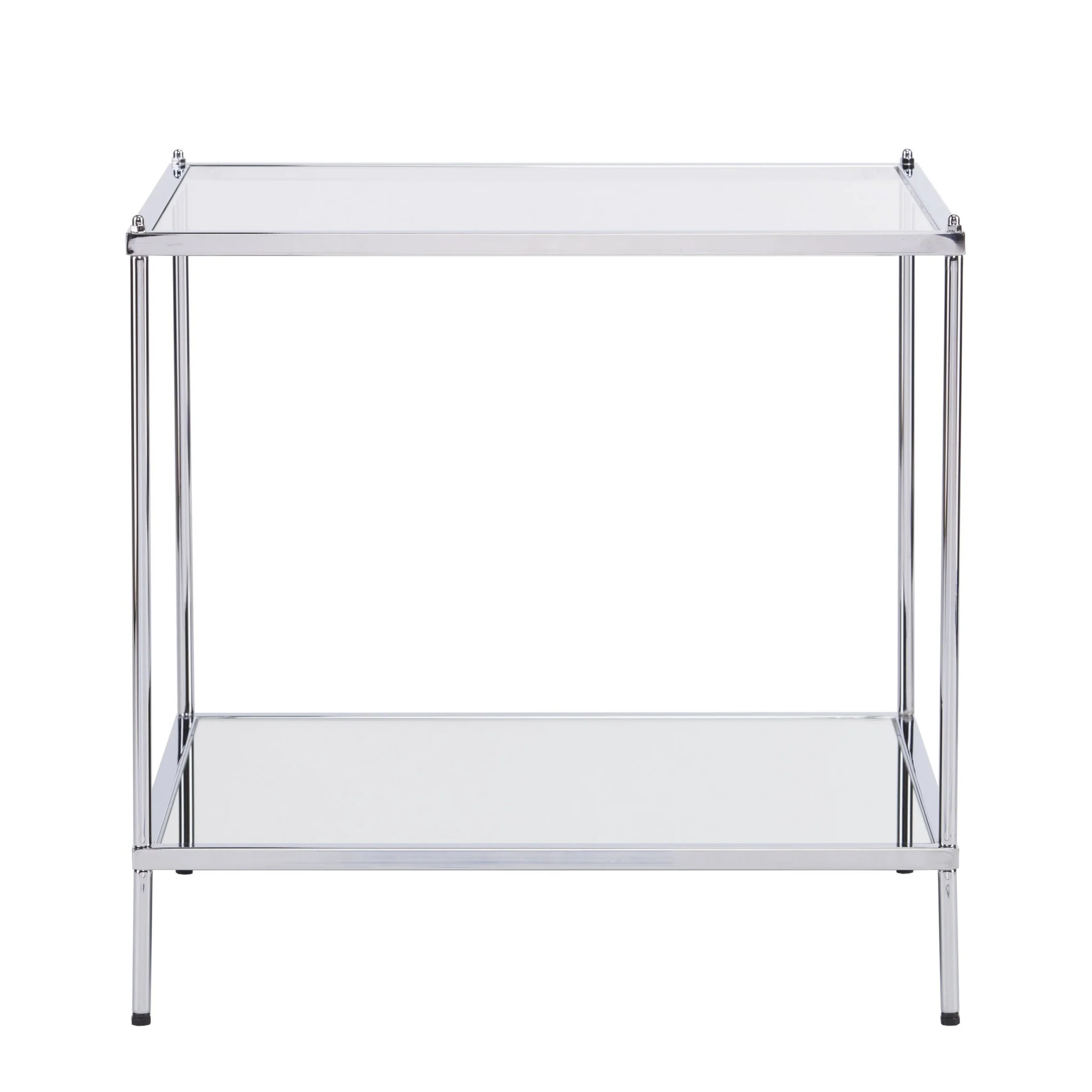22" Chrome Glass And Iron Square Mirrored End Table By Homeroots - Image 4