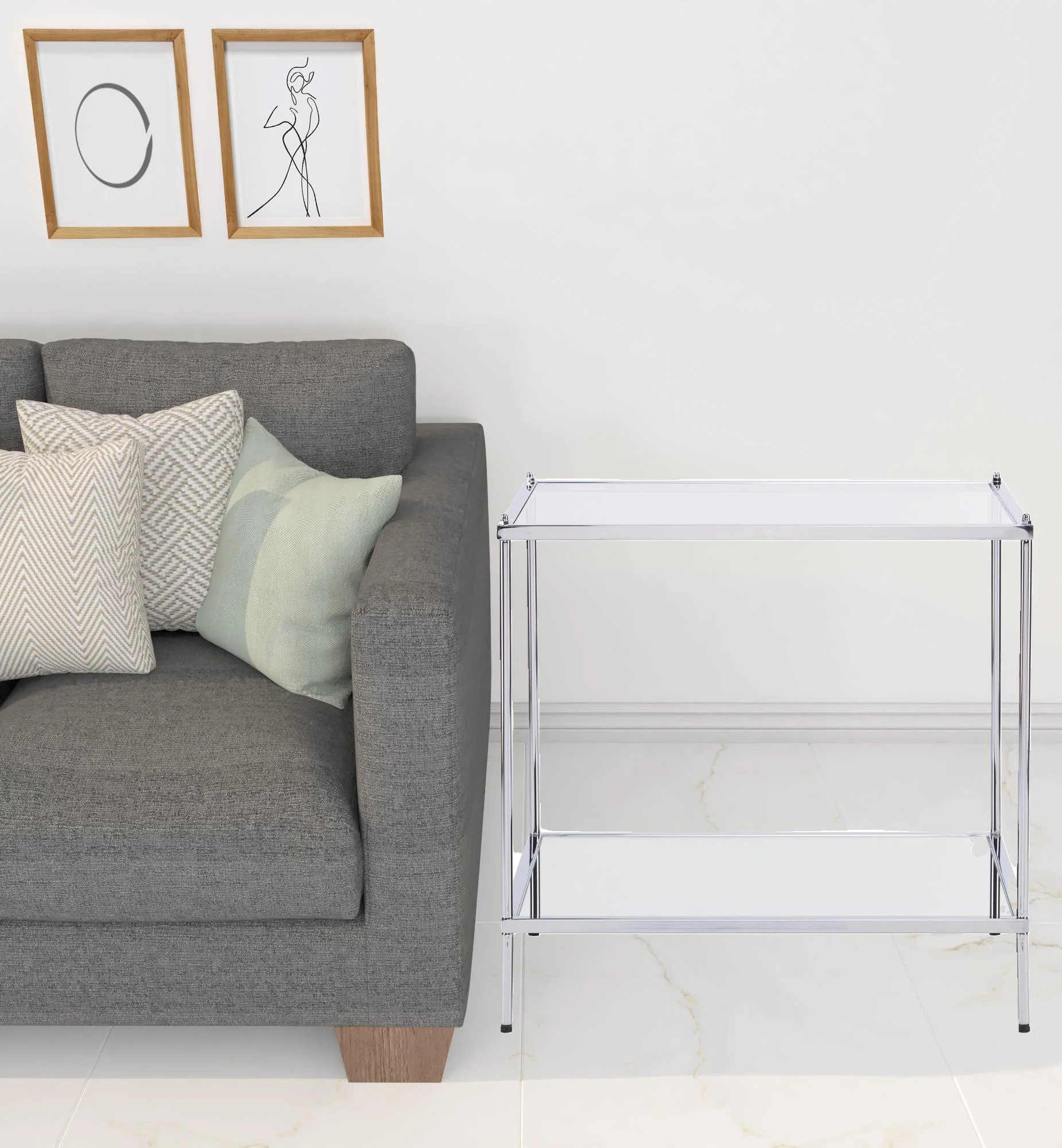 22" Chrome Glass And Iron Square Mirrored End Table By Homeroots - Image 8