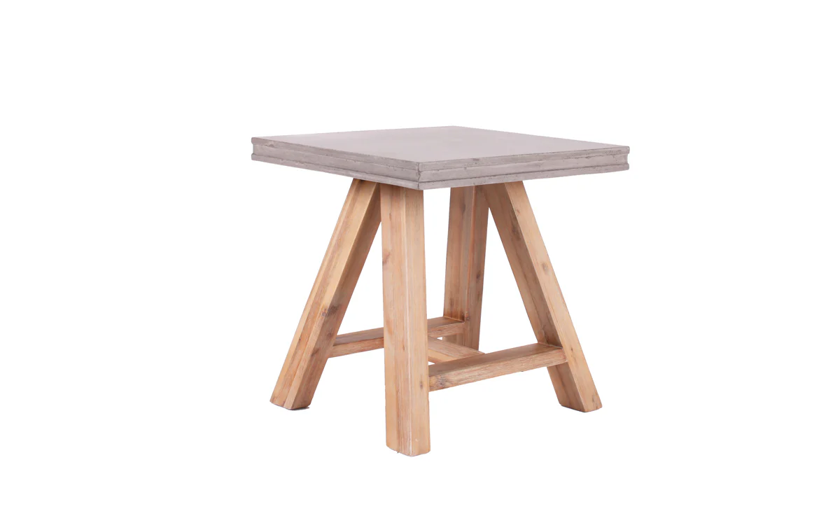 22' Concrete and Solid Acacia Wood End Table By Homeroots - Image 2