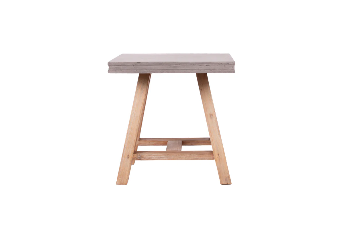 22' Concrete and Solid Acacia Wood End Table By Homeroots - Image 3