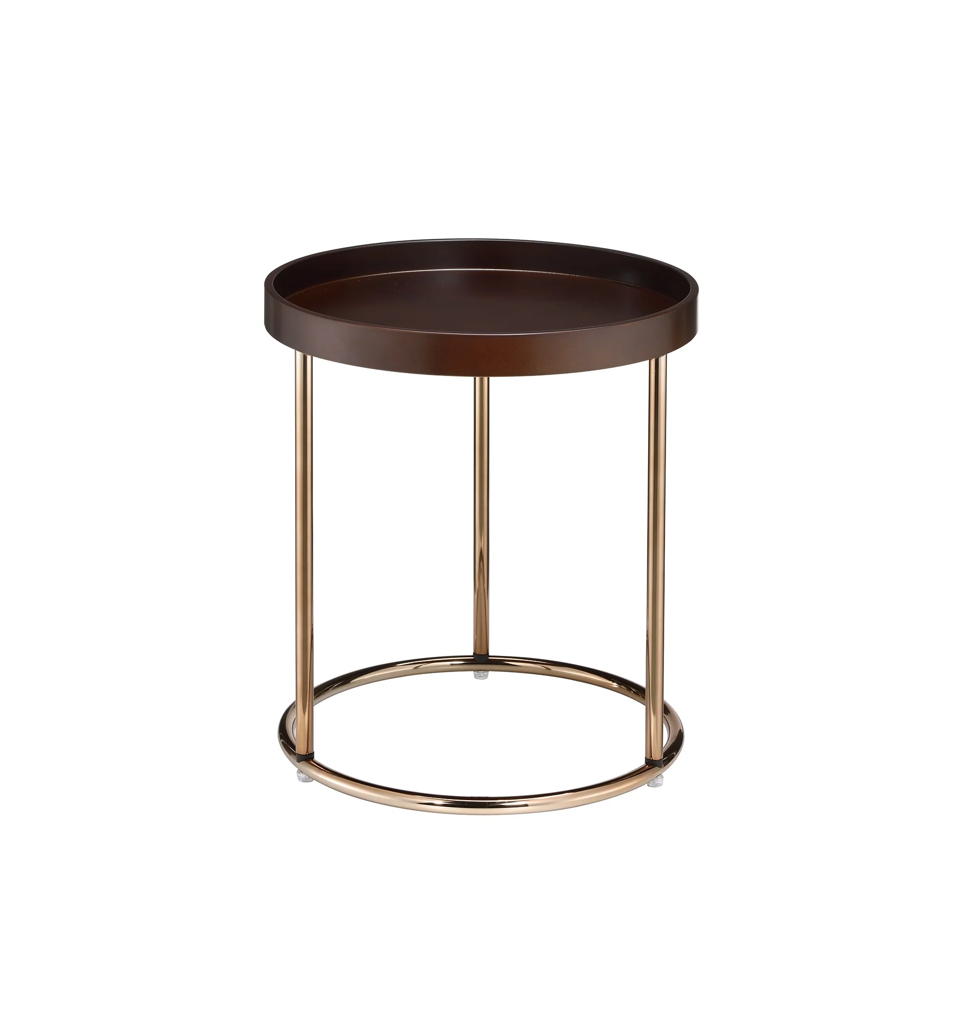 22" Copper And Dark Brown Solid Wood and Metal Round End Table By Homeroots - Image 2