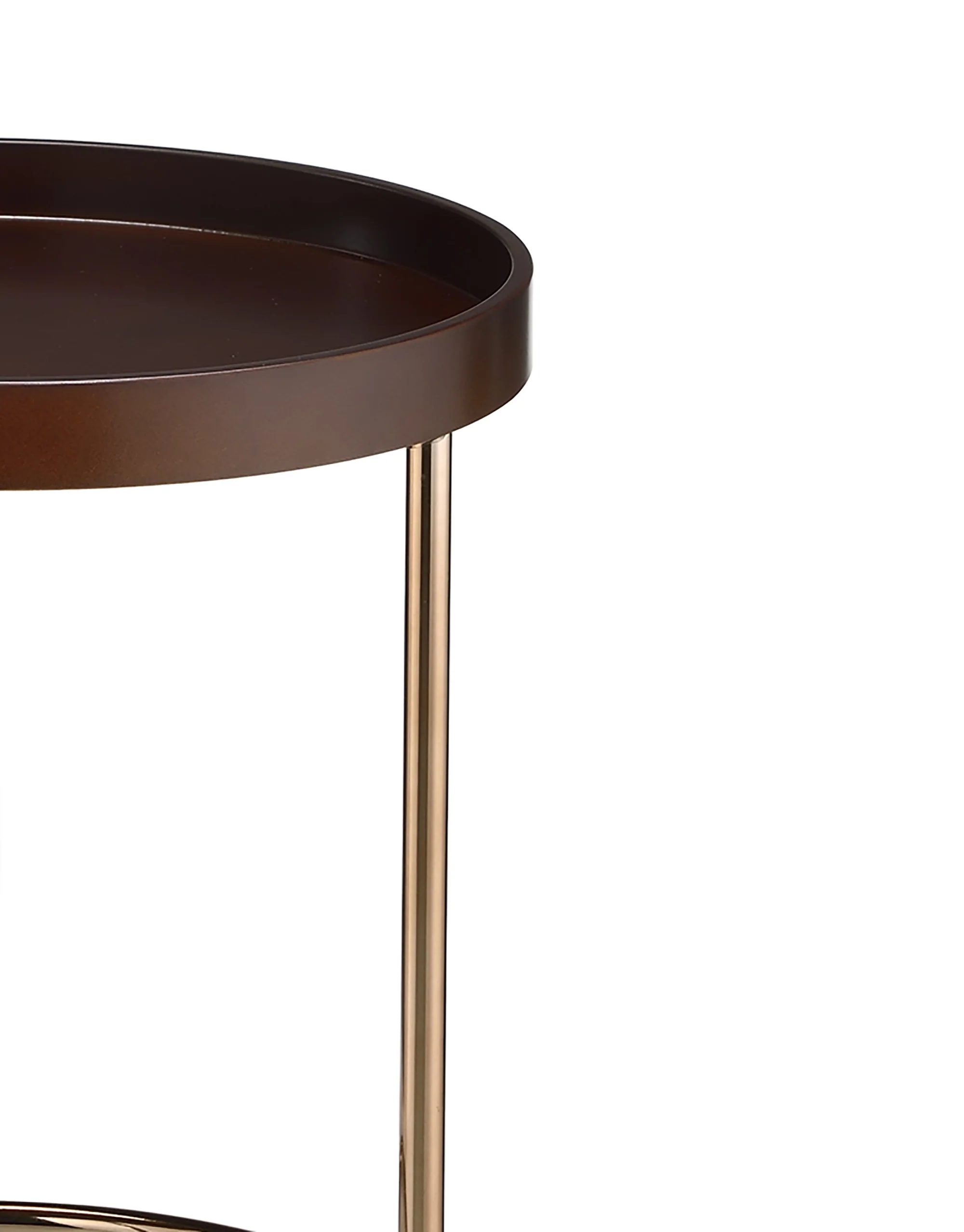 22" Copper And Dark Brown Solid Wood and Metal Round End Table By Homeroots - Image 3