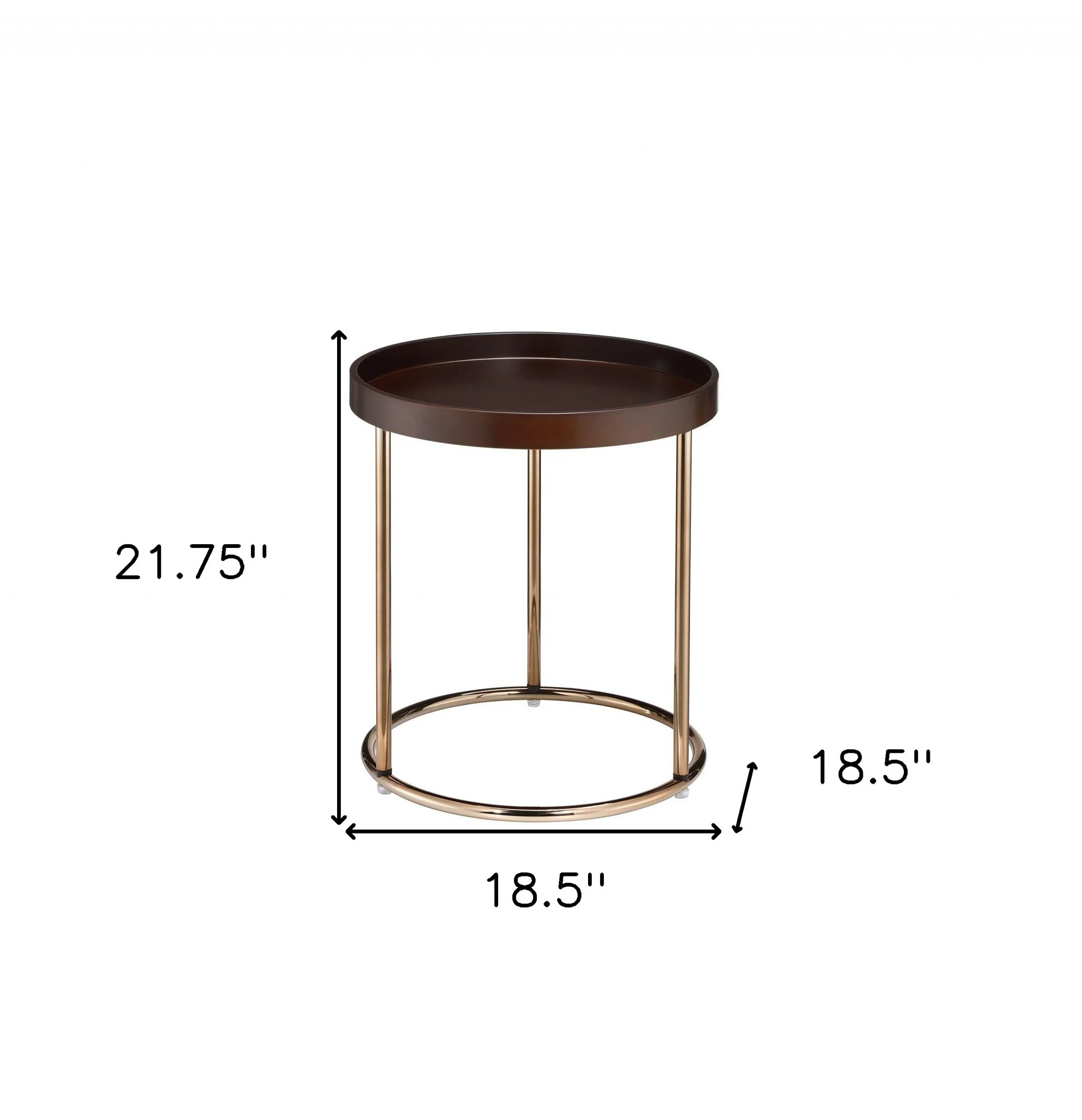 22" Copper And Dark Brown Solid Wood and Metal Round End Table By Homeroots - Image 6