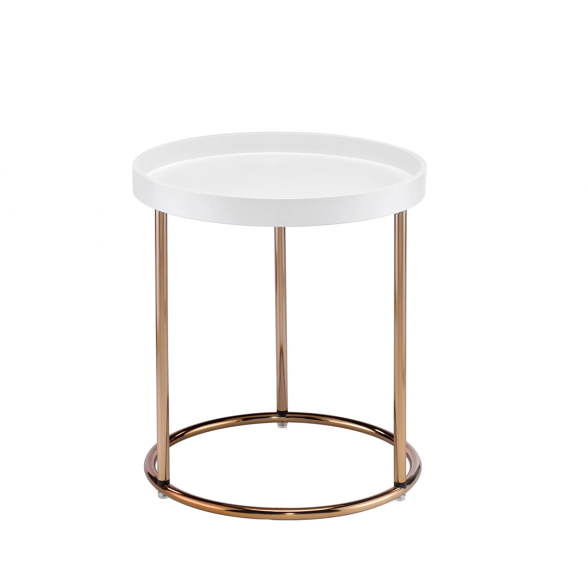 22" Copper And White Solid Wood And Steel Round End Table By Homeroots - Image 2