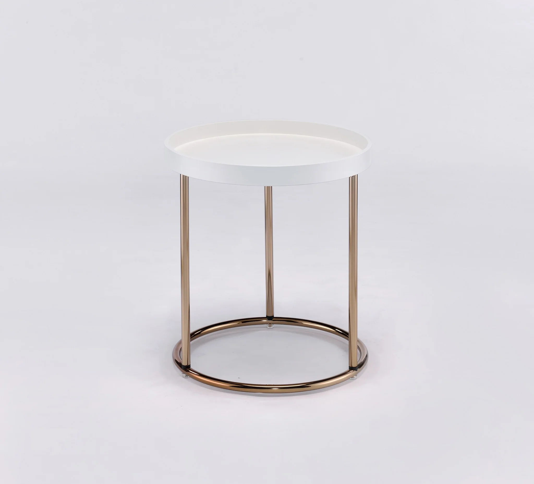 22" Copper And White Solid Wood And Steel Round End Table By Homeroots - Image 3