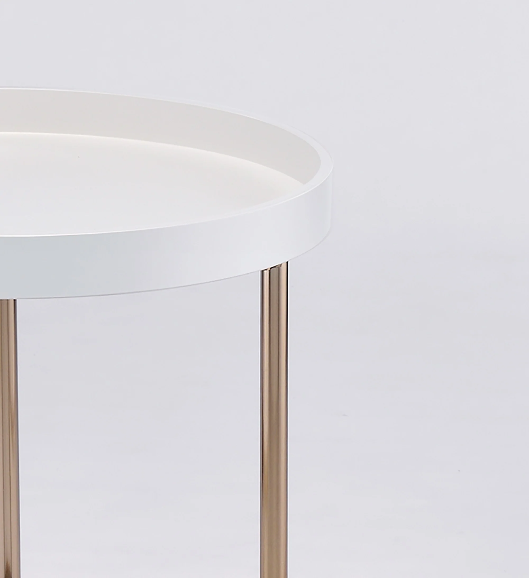 22" Copper And White Solid Wood And Steel Round End Table By Homeroots - Image 4