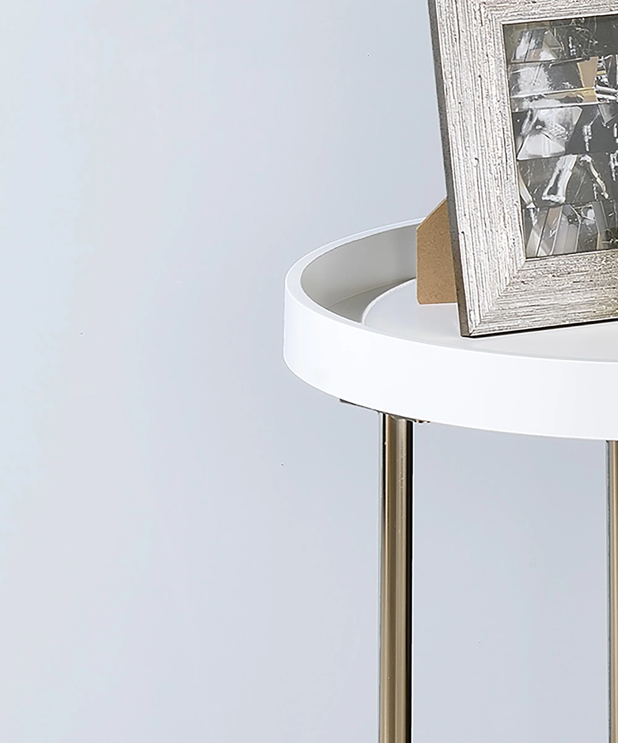 22" Copper And White Solid Wood And Steel Round End Table By Homeroots - Image 5