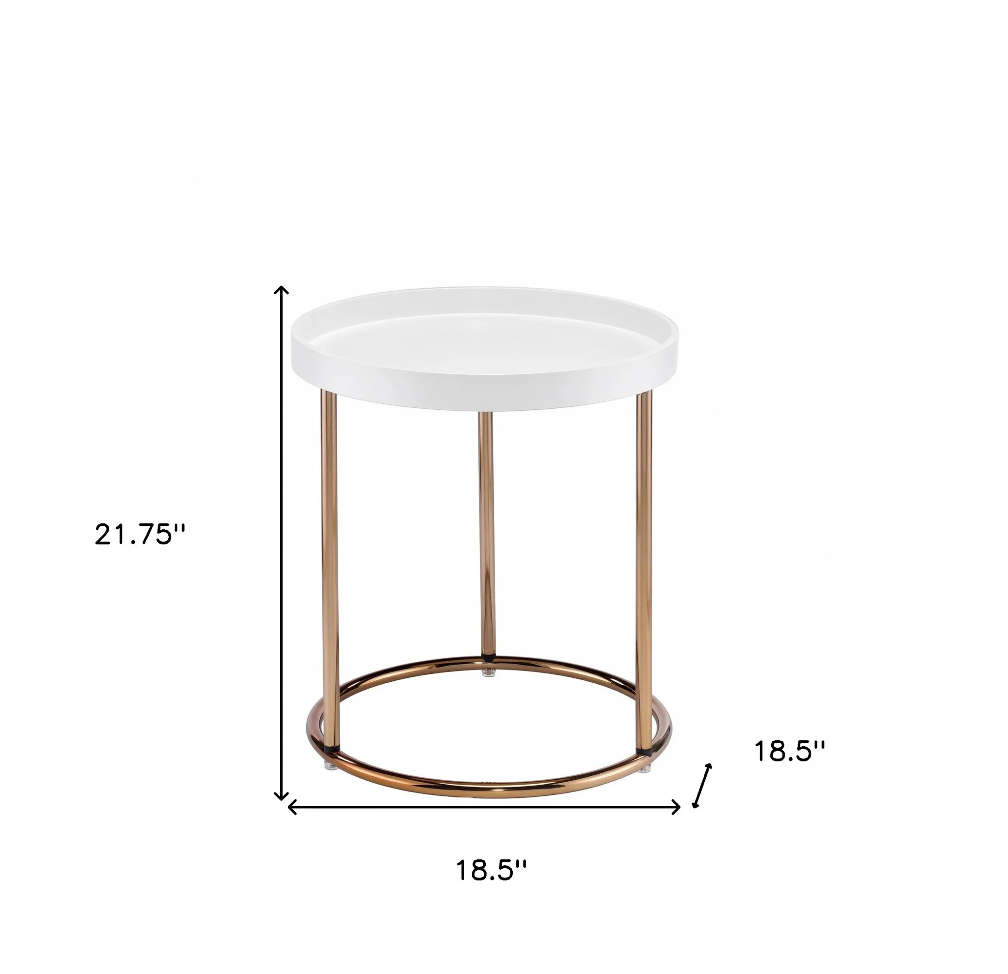 22" Copper And White Solid Wood And Steel Round End Table By Homeroots - Image 7