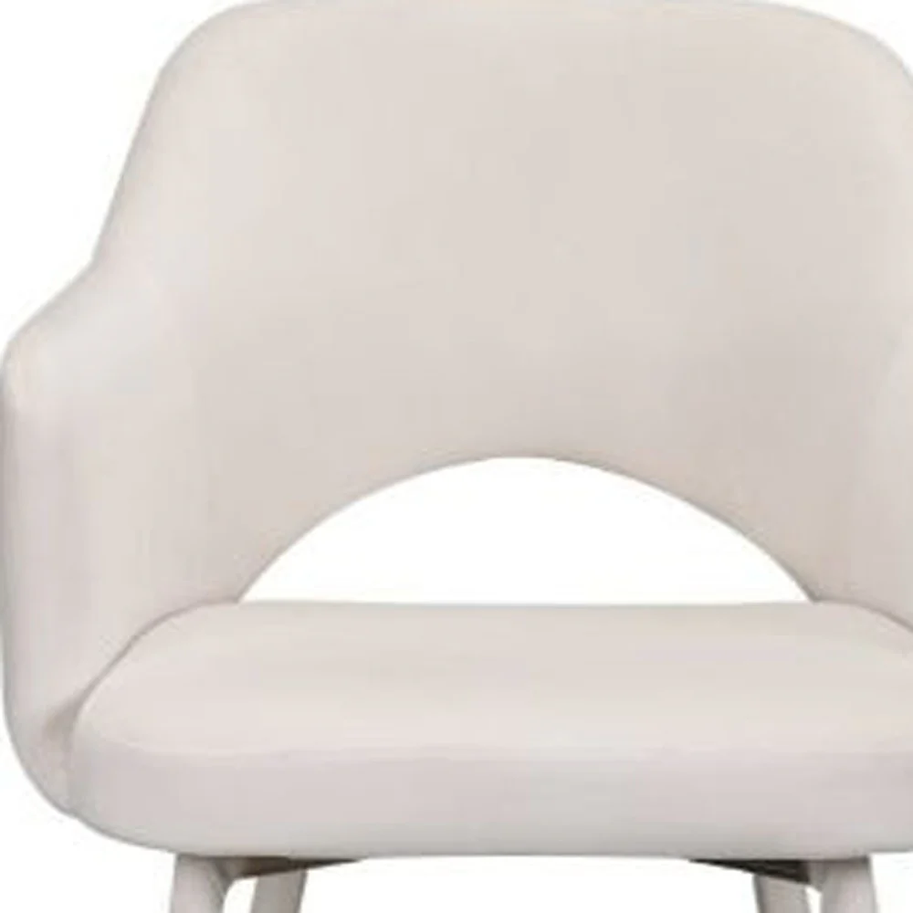 22" Cream Velvet And Gold Solid Color Parsons Chair By Homeroots - Image 4
