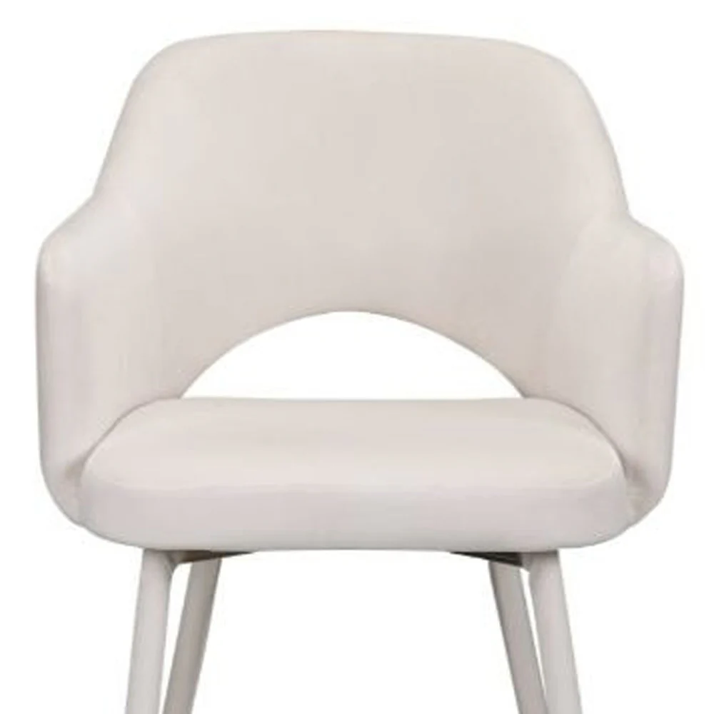 22" Cream Velvet And Gold Solid Color Parsons Chair By Homeroots - Image 5