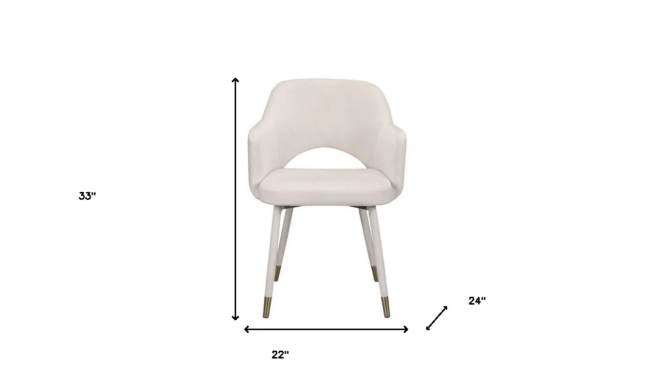 22" Cream Velvet And Gold Solid Color Parsons Chair By Homeroots - Image 6