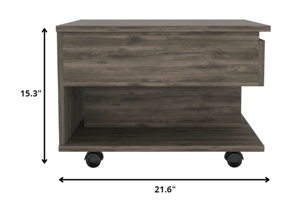 22" Dark Brown Manufactured Wood Rectangular Lift Top Coffee Table With Drawer By Homeroots - Image 4