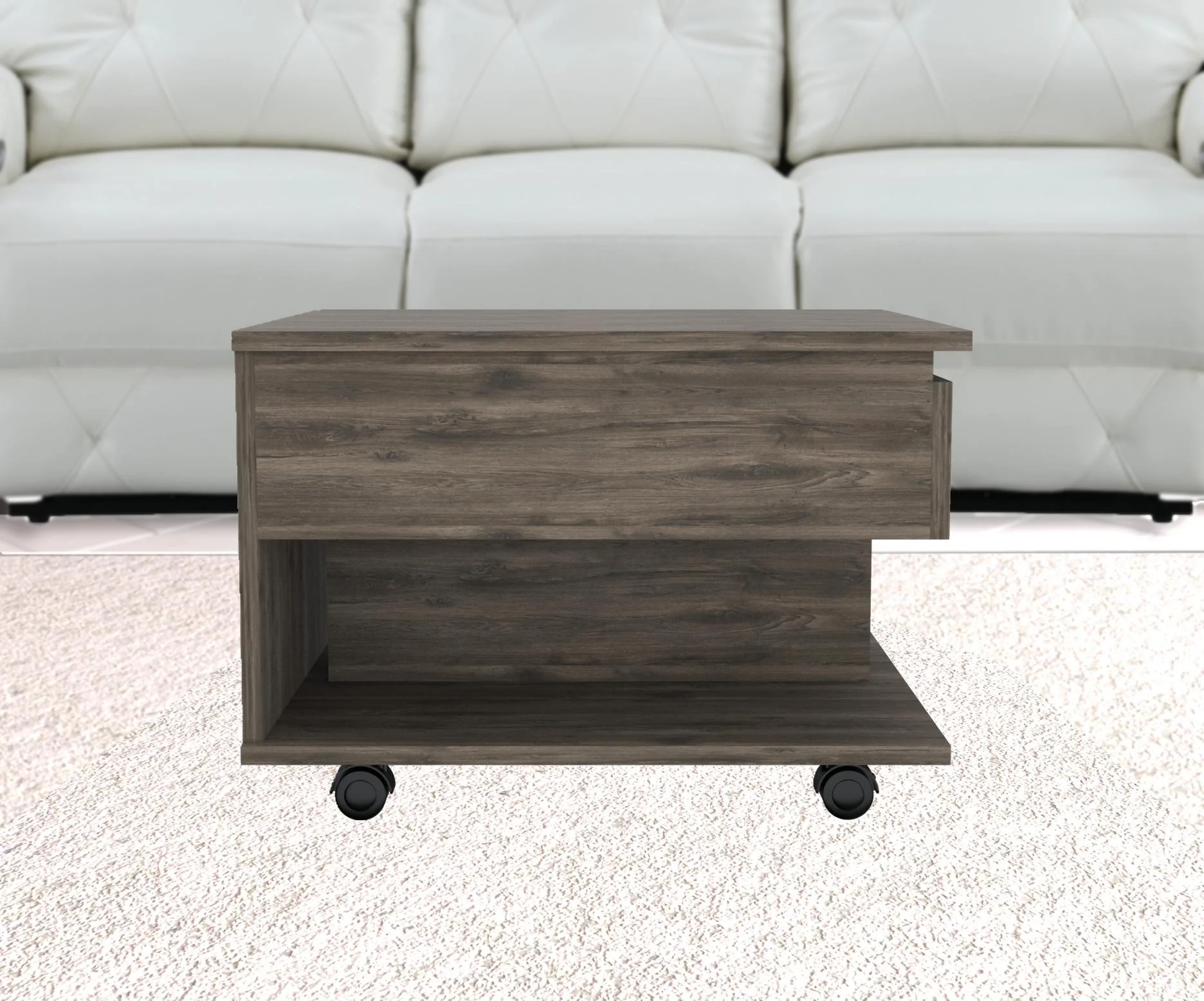 22" Dark Brown Manufactured Wood Rectangular Lift Top Coffee Table With Drawer By Homeroots - Image 5