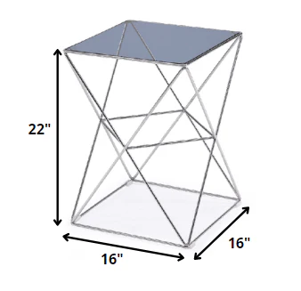 22' Glass and Stainless Steel End Table By Homeroots - Image 2