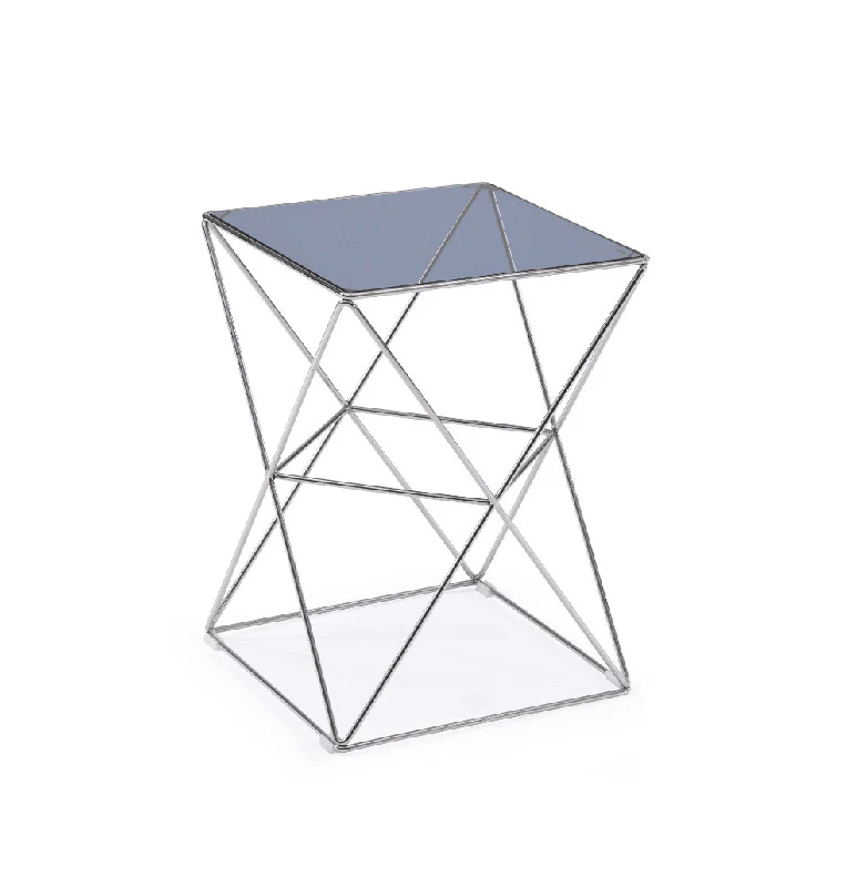 22' Glass and Stainless Steel End Table By Homeroots - Image 3
