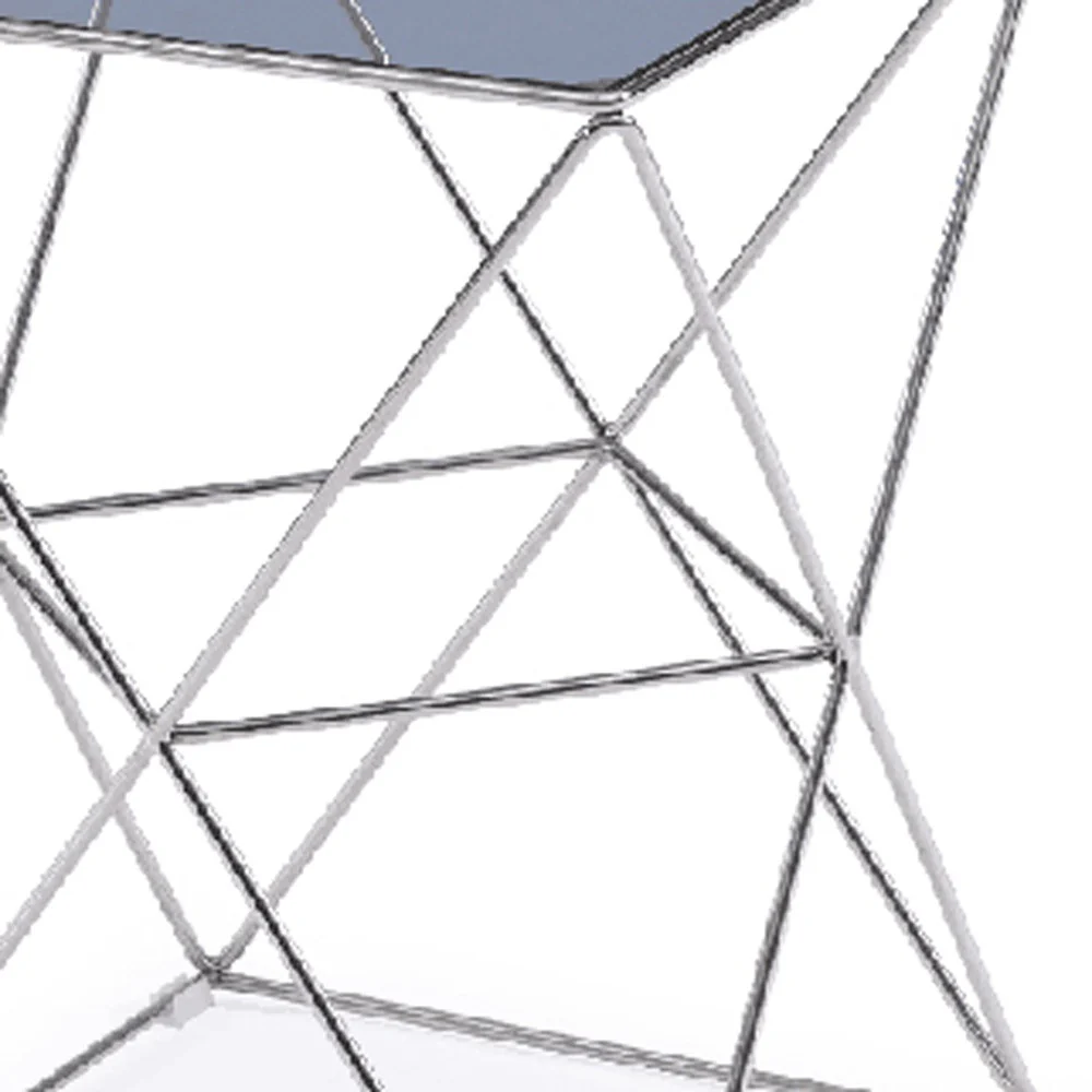 22' Glass and Stainless Steel End Table By Homeroots - Image 5