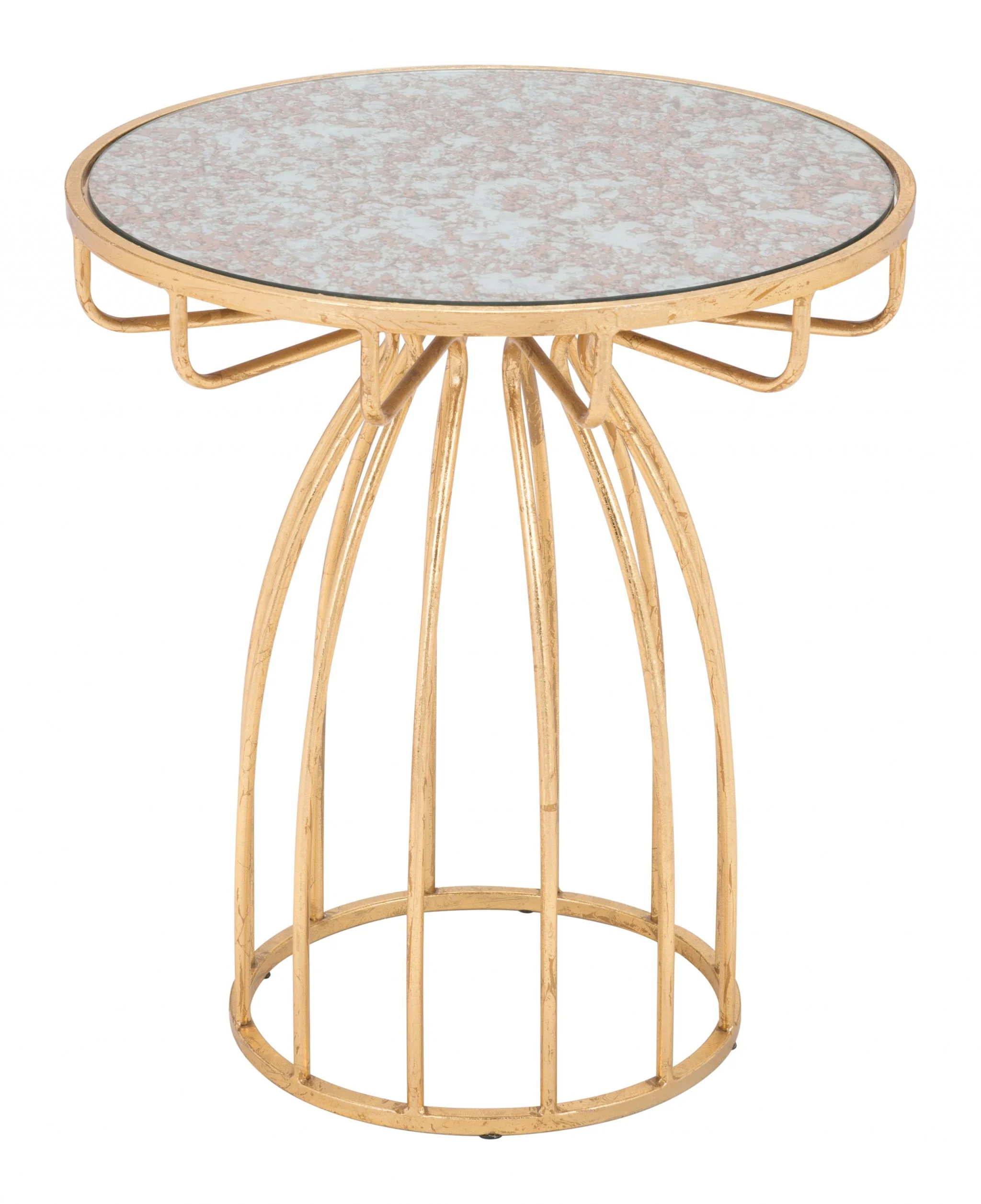 22" Gold And Brown Steel Round End Table By Homeroots - Image 2
