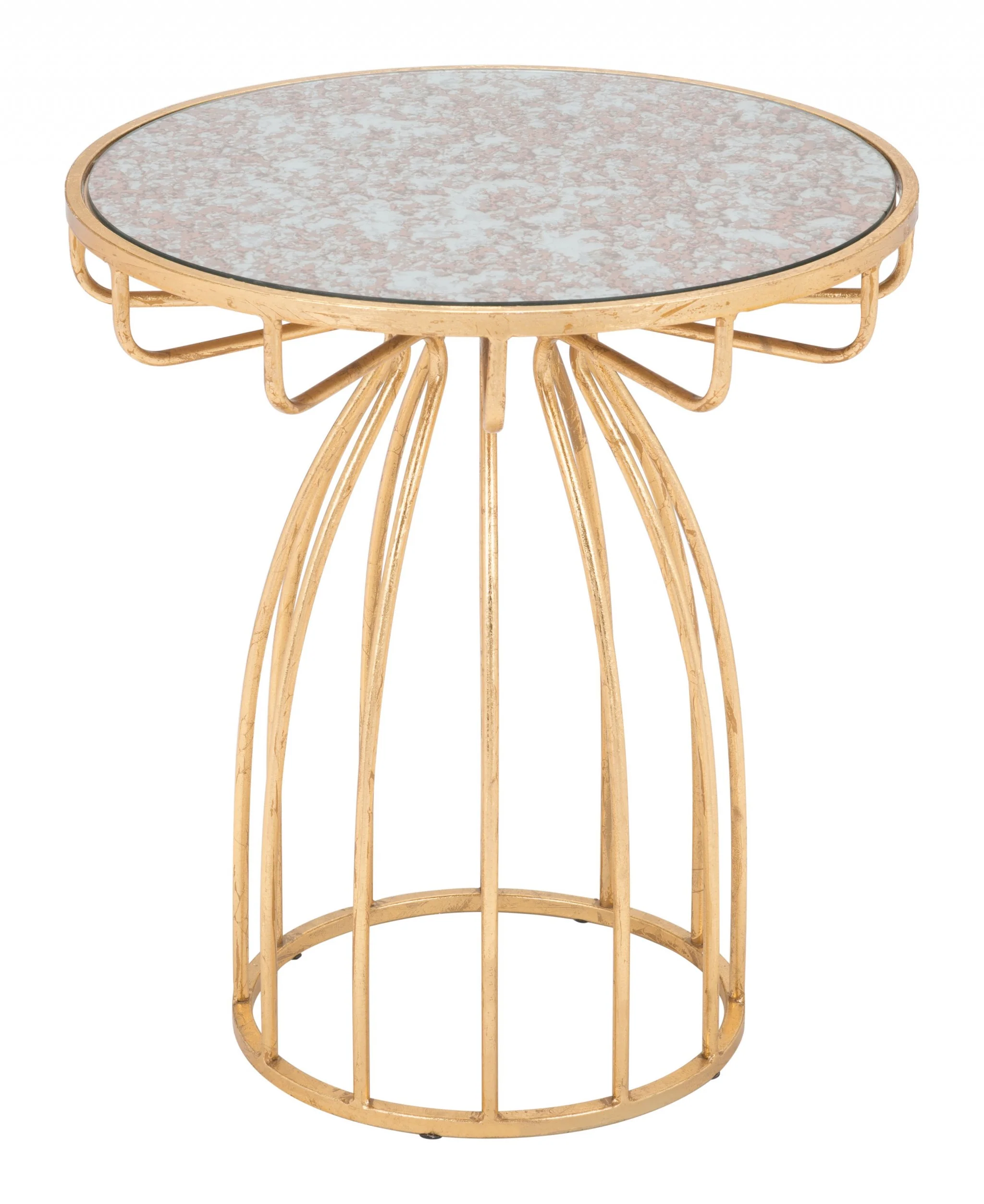 22" Gold And Brown Steel Round End Table By Homeroots - Image 3