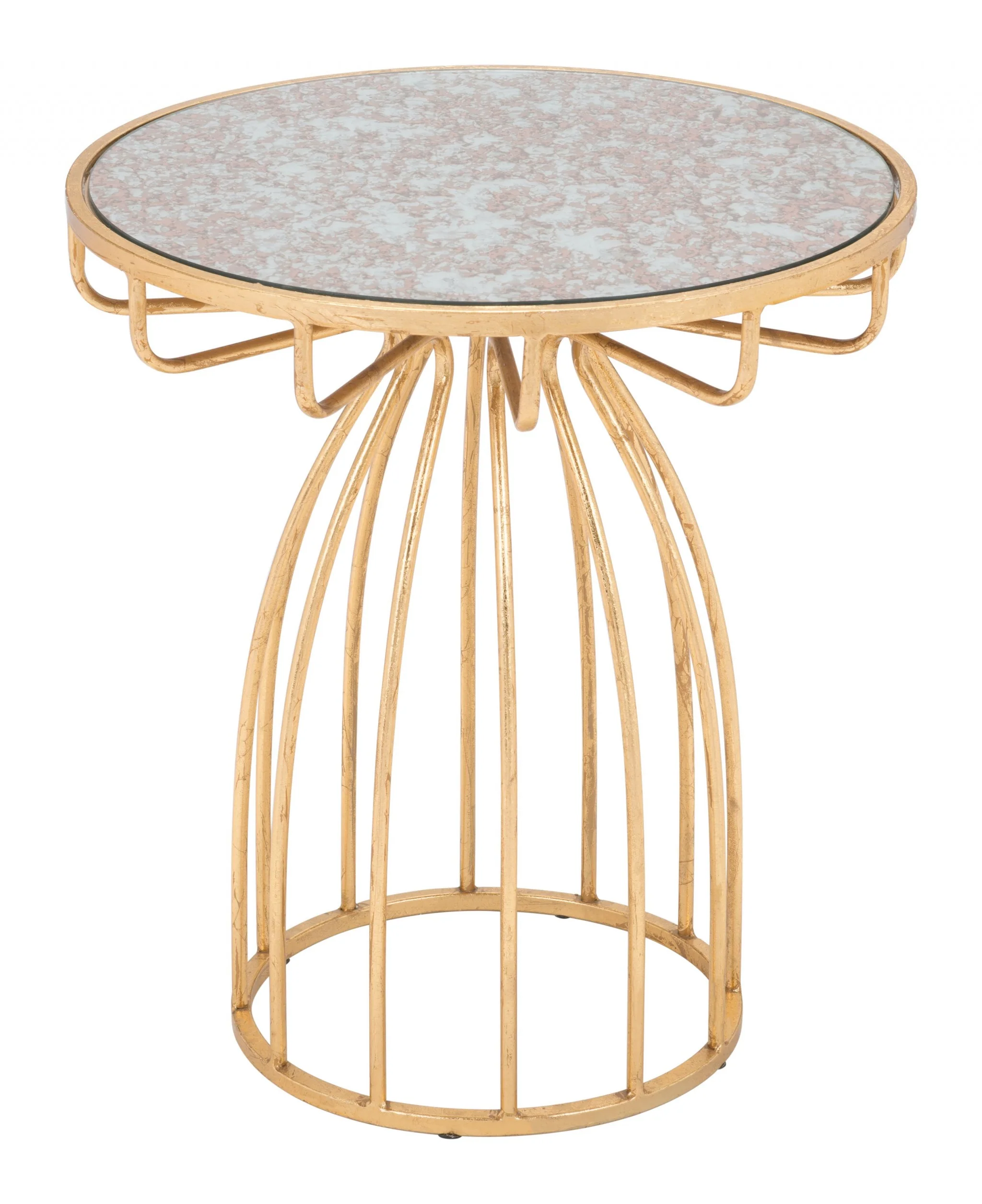 22" Gold And Brown Steel Round End Table By Homeroots - Image 4