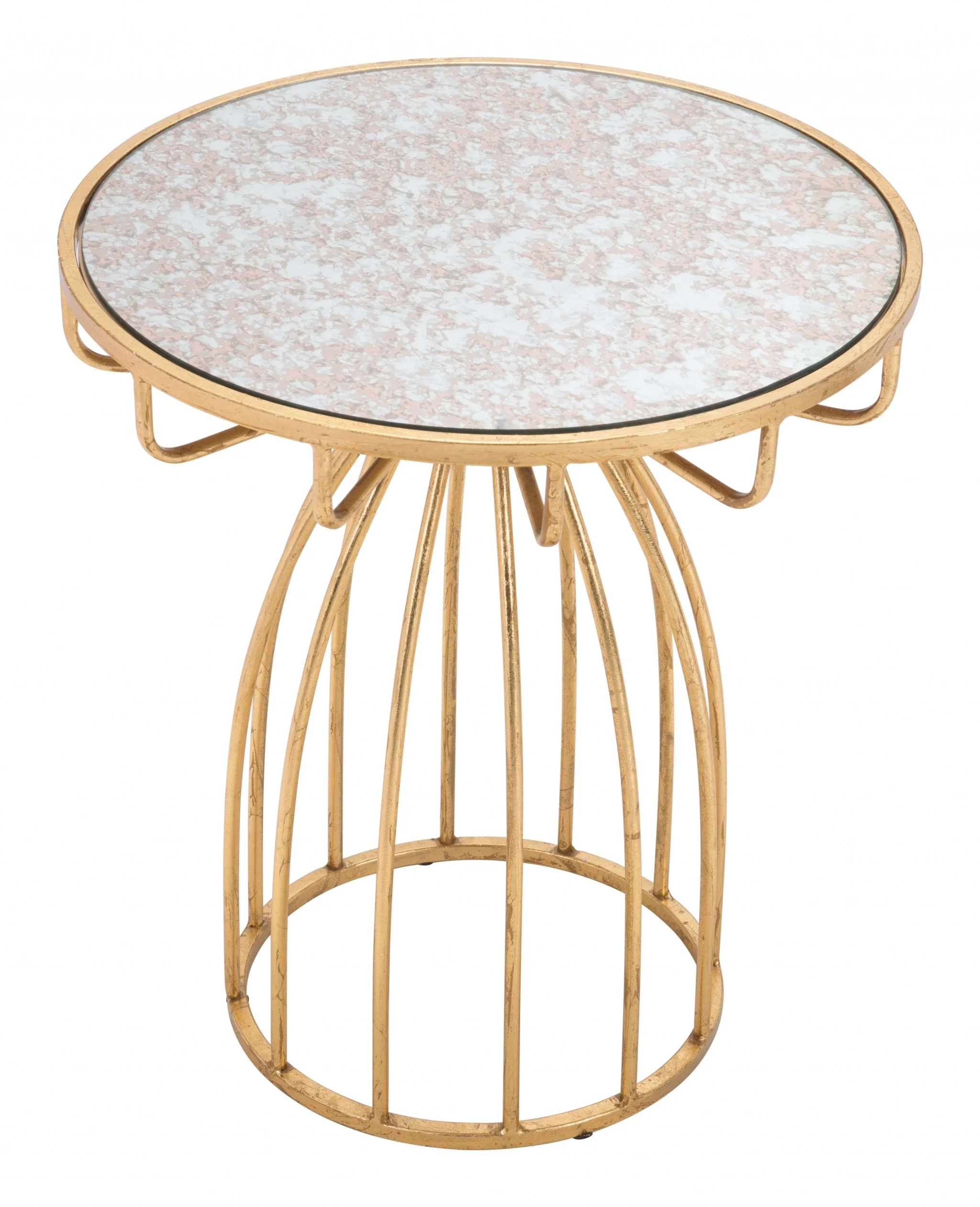 22" Gold And Brown Steel Round End Table By Homeroots - Image 5