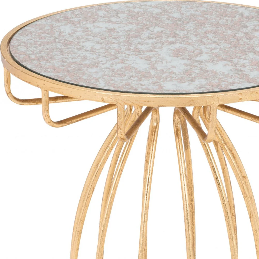 22" Gold And Brown Steel Round End Table By Homeroots - Image 7