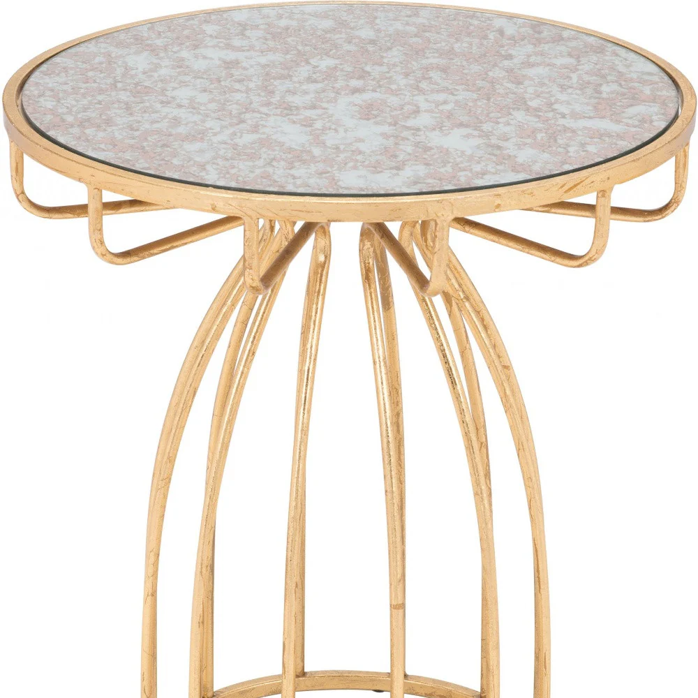 22" Gold And Brown Steel Round End Table By Homeroots - Image 8