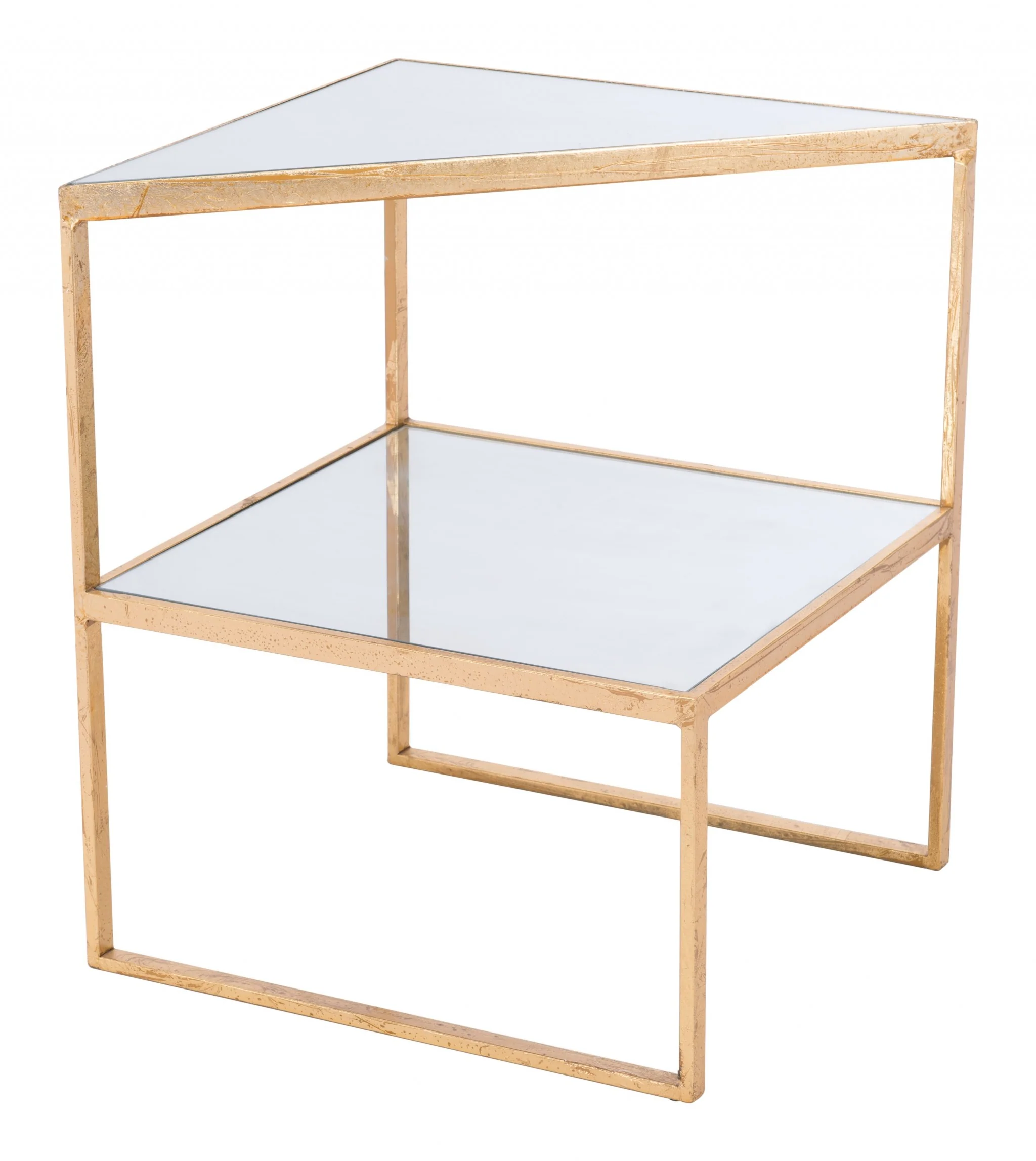 22" Gold And Clear Glass Rectangular End Table By Homeroots - Image 2